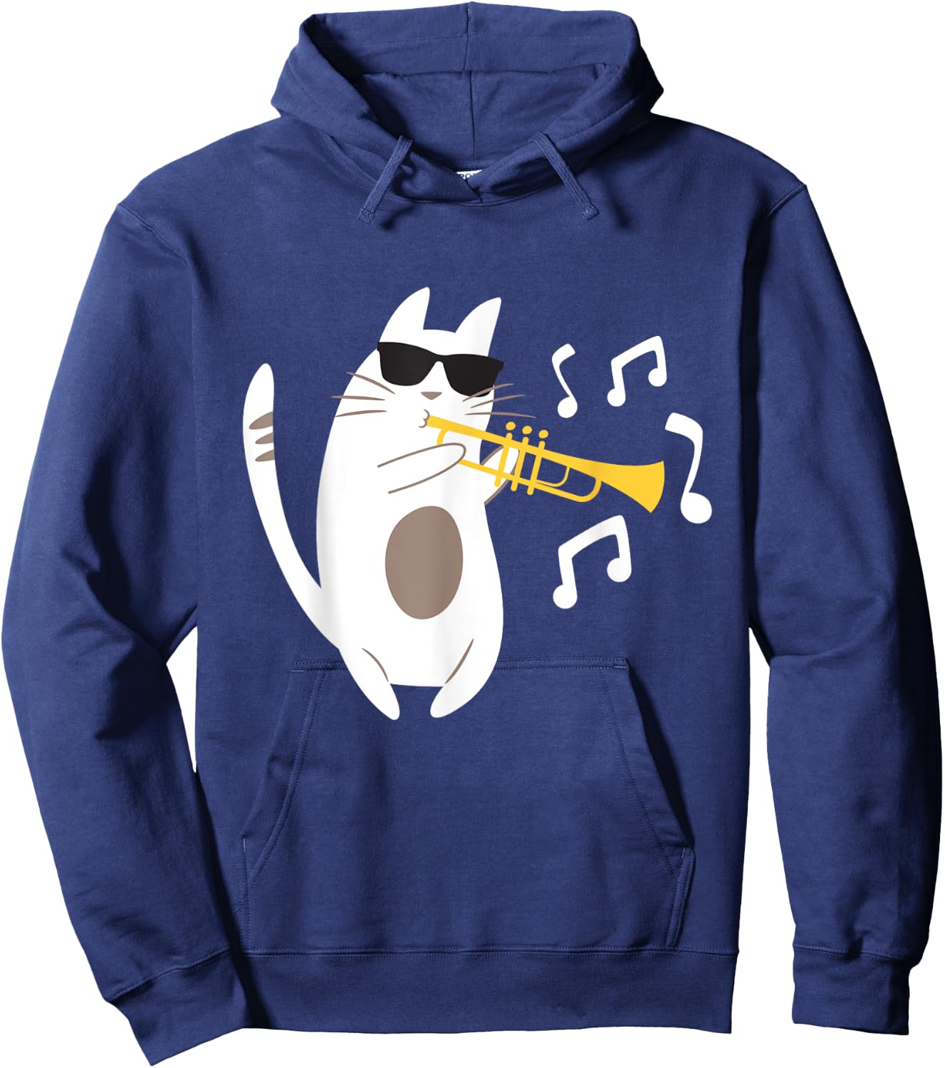 The Trumpeter Cat - Trumpet Player Marching Band Men Women Girls Kids Hoodie - Hoodie | Navy