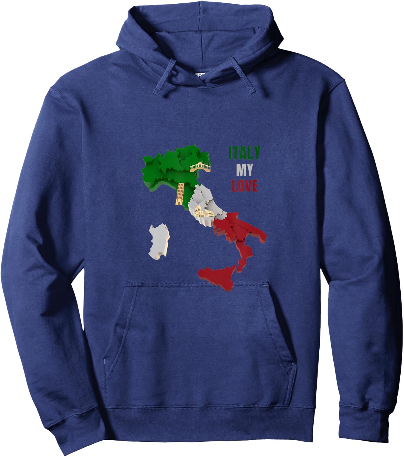 Italy Map Italian Shoe Green White Red Italy Flag Men Women Hoodie - Hoodie | Navy