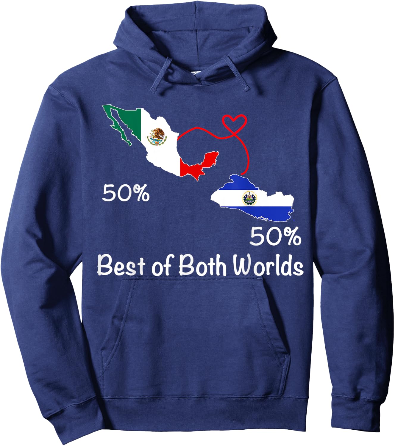 Half Salvadorian Half Mexican Flag Map Salvador Mexico Hoodie - Hoodie | Navy