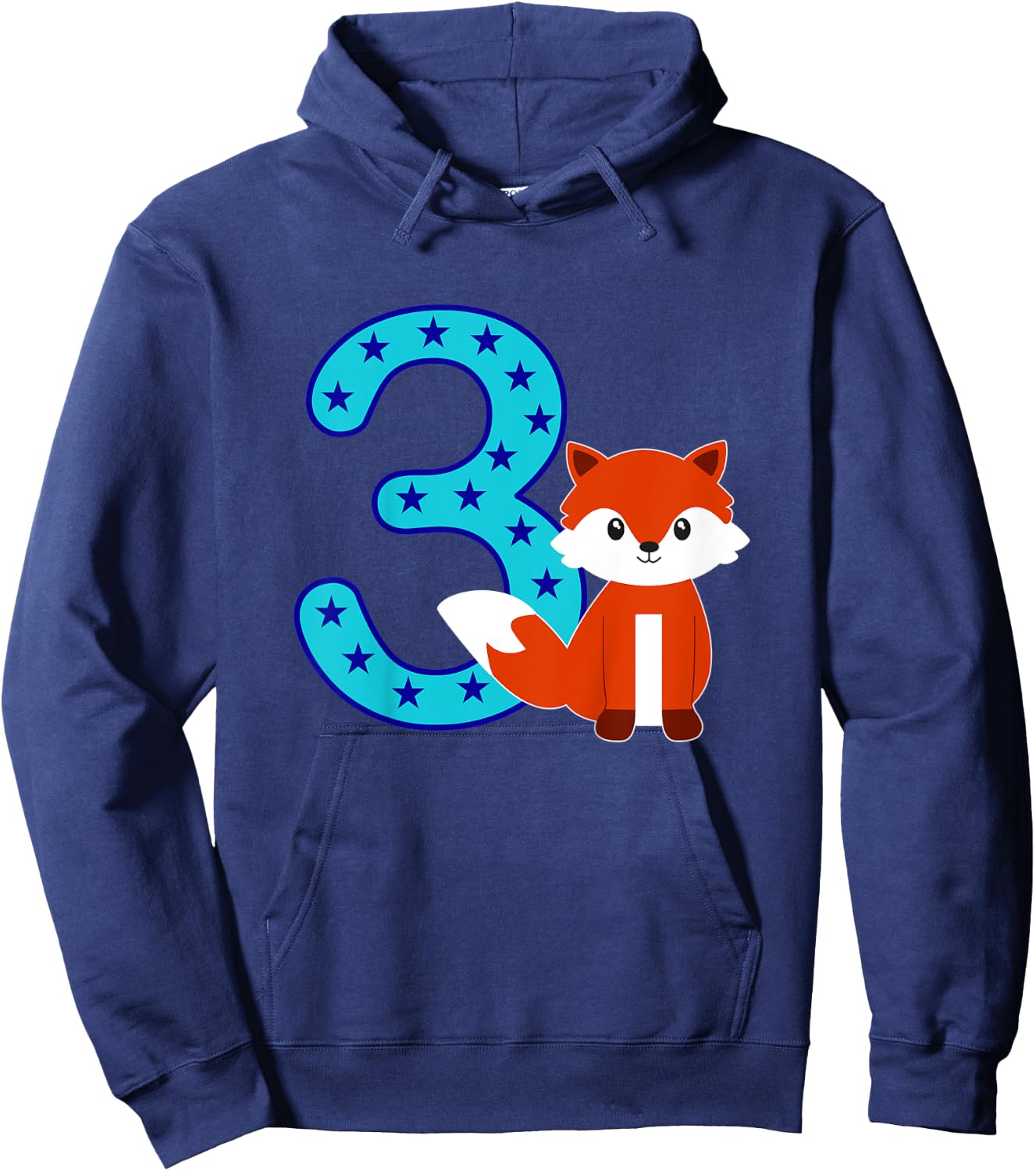 Kids 3rd Birthday Girl Boy Cute Fox I'm 3 Years Old Hoodie - Hoodie | Navy