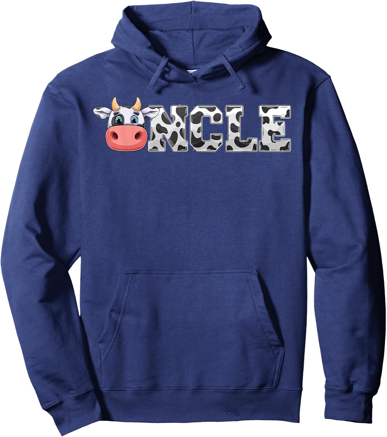 Uncle Cow Print Cowboy Animal Pattern Farmer Cow Uncle Hoodie - Hoodie | Navy