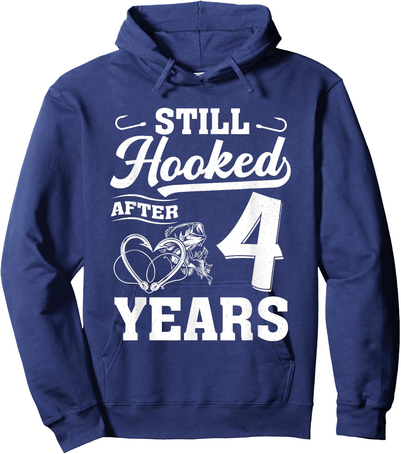 Fishing Couple 4 Years Anniversary 4th Wedding Celebration Hoodie - Hoodie | Navy