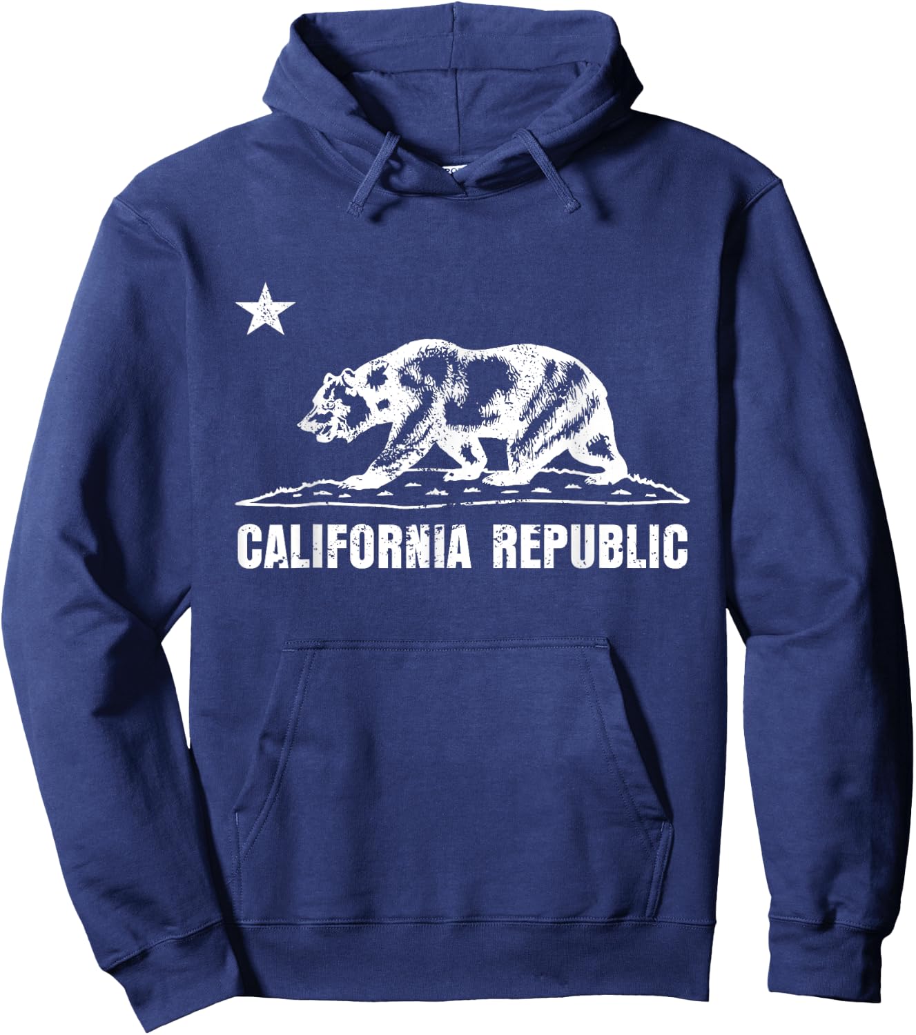 California Funny State Bear Vintage Distressed Graphic Hoodie - Hoodie | Navy