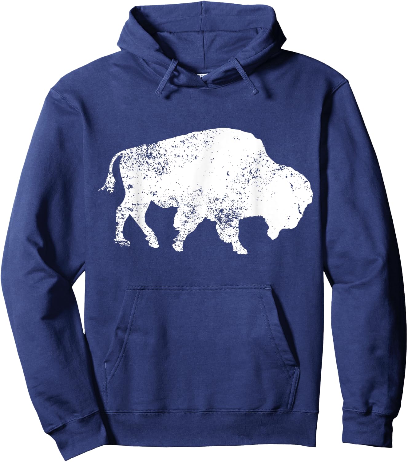Vintage Buffalo Bison Print Design Distressed Bison Hoodie - Hoodie | Navy