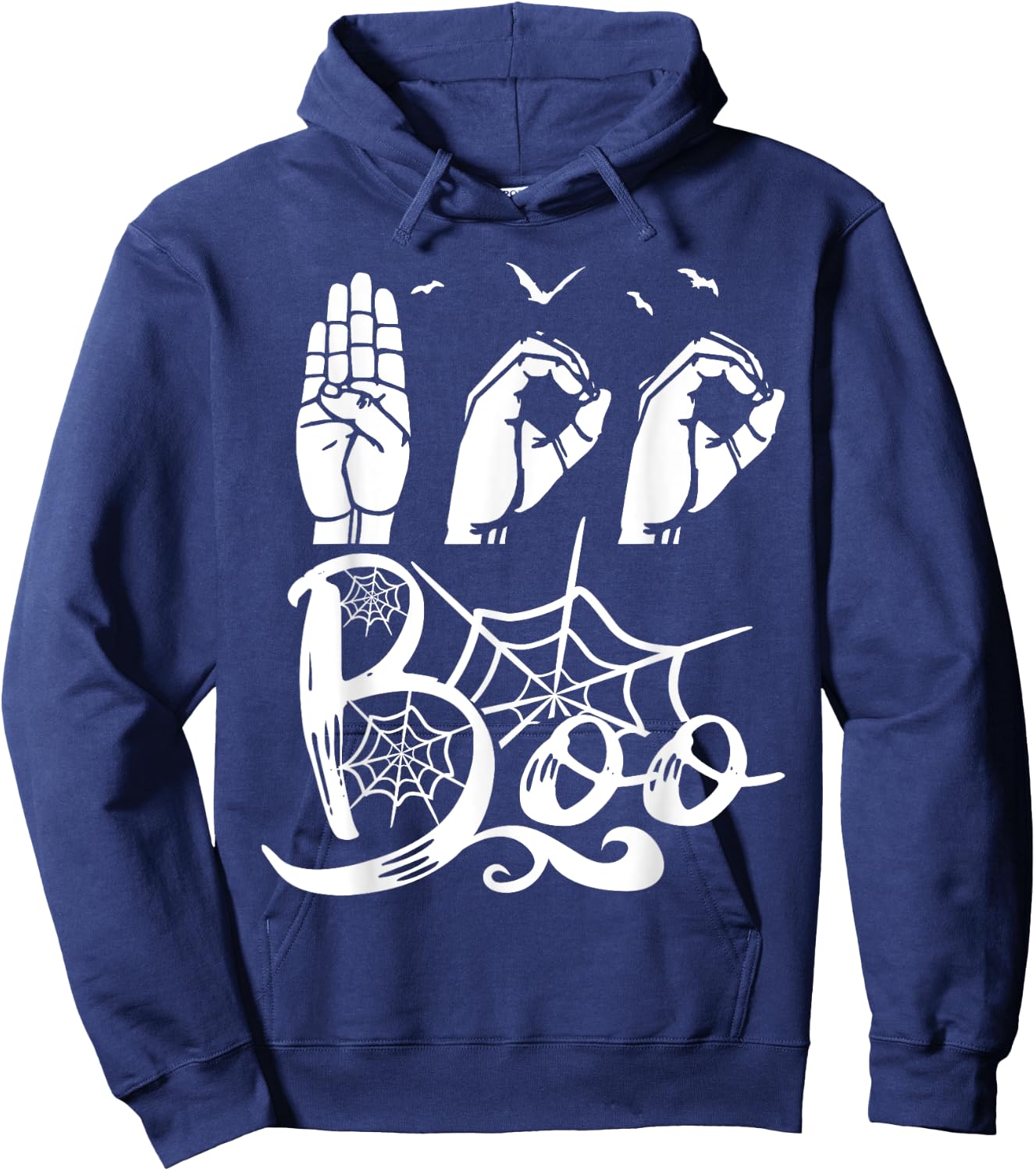 Boo Hands American Sign Language Pride ASL Halloween Hoodie - Hoodie | Navy