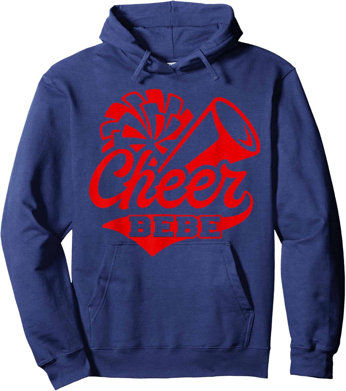 Cheer Bebe Biggest Fan Black And Red Pom Pom Hoodie - Hoodie | Navy