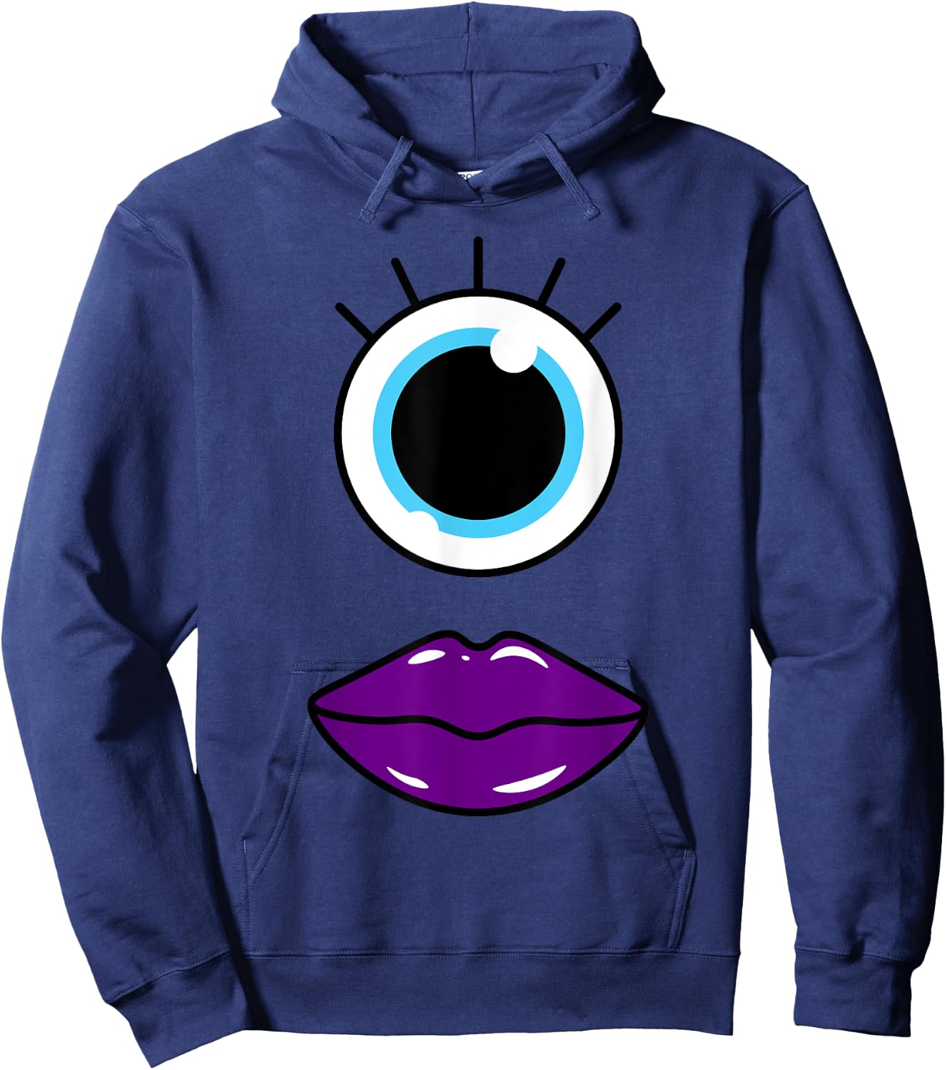 Funny Cute Goth Monster Face Eyeball Easy Halloween Costume Hoodie - Hoodie | Navy