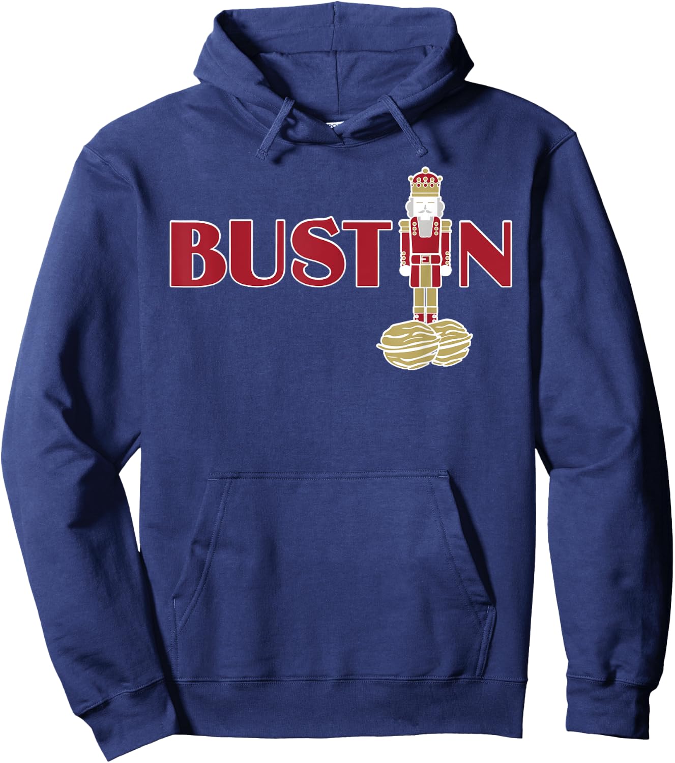 Funny Adult Nut Cracker Bustin Gym Christmas Weightlifting Hoodie - Hoodie | Navy