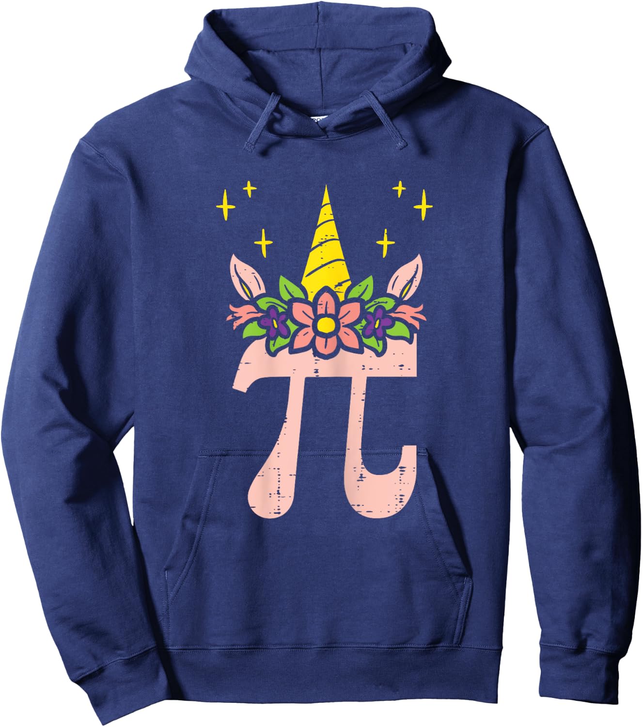 Pi Day Symbol Unicorn Head Cute 314 Math Pun Geek Girls Kids Hoodie - Hoodie | Navy