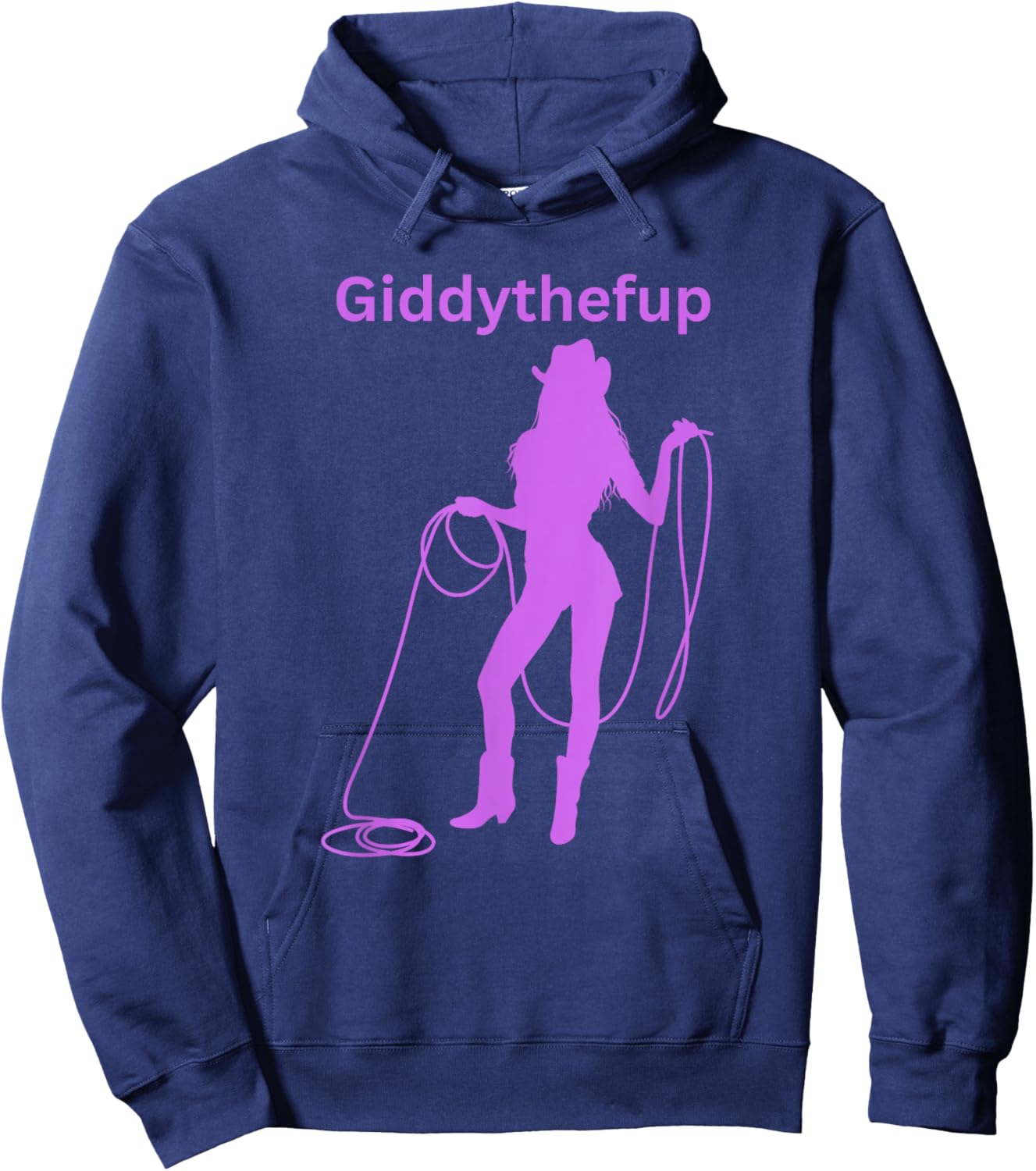 Purple Funny Giddythefup Cowgirl Roper Rodeo Hoodie - Hoodie | Navy