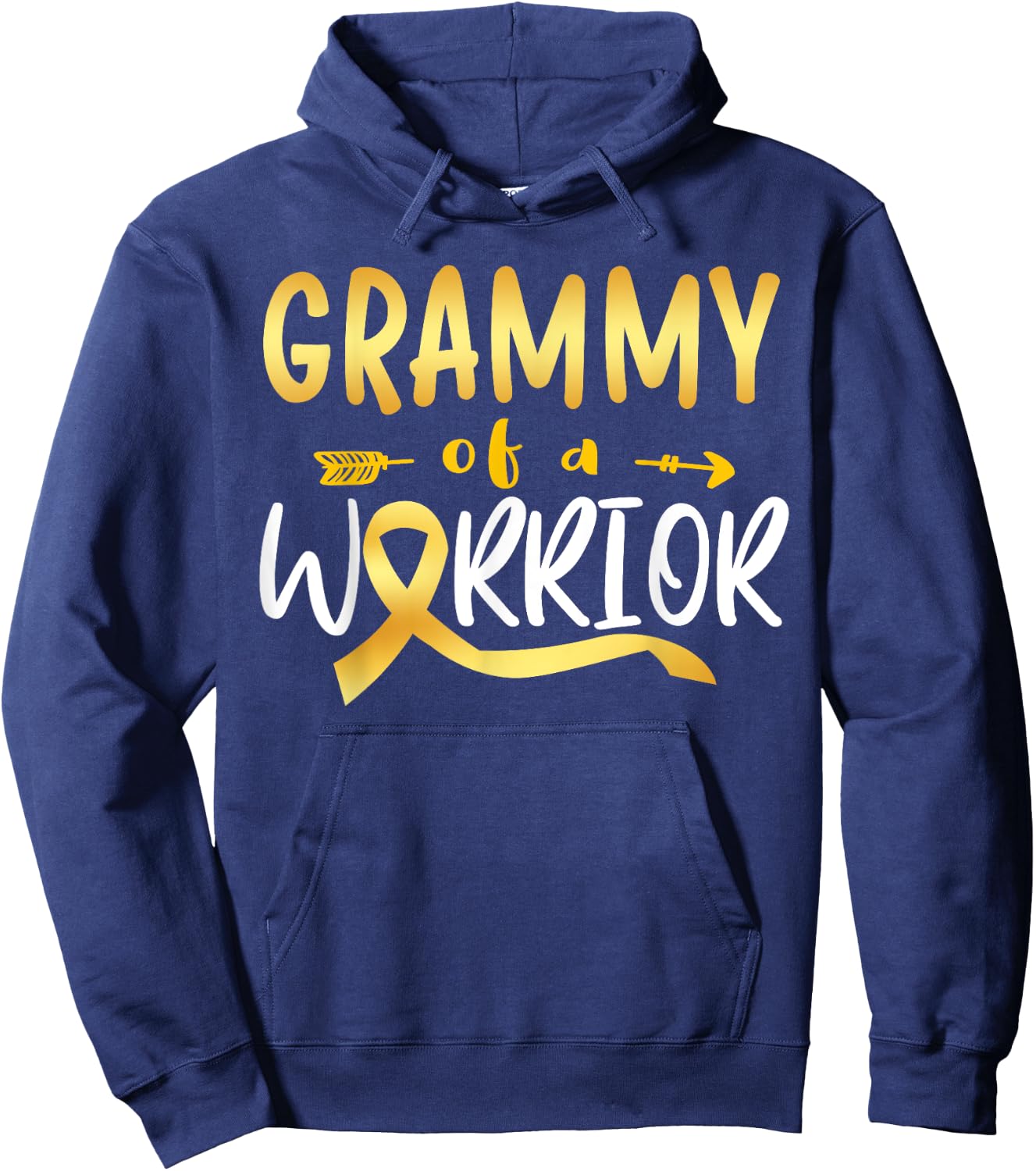 Grammy of the Warrior Childhood Cancer Awareness Gold Ribbon Hoodie - Hoodie | Navy