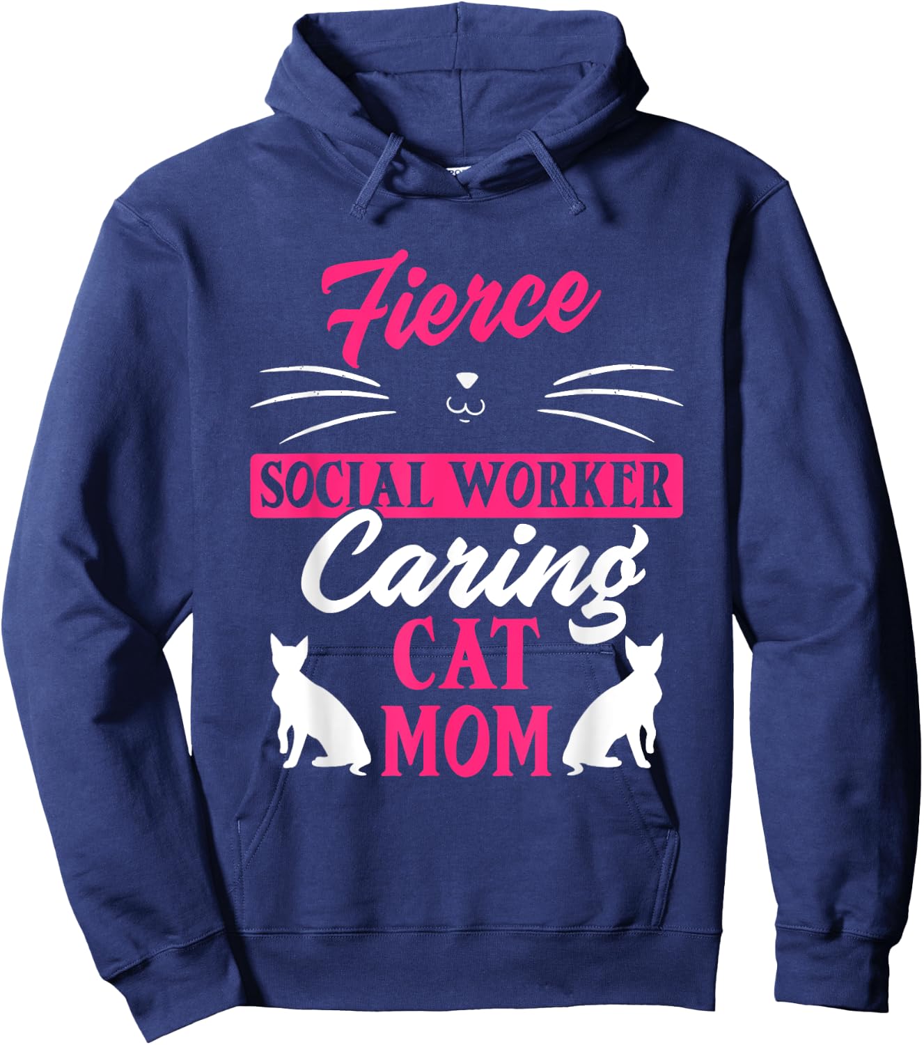 Social Worker Support Cat Animal Lover Mom Healthcare Hoodie - Hoodie | Navy