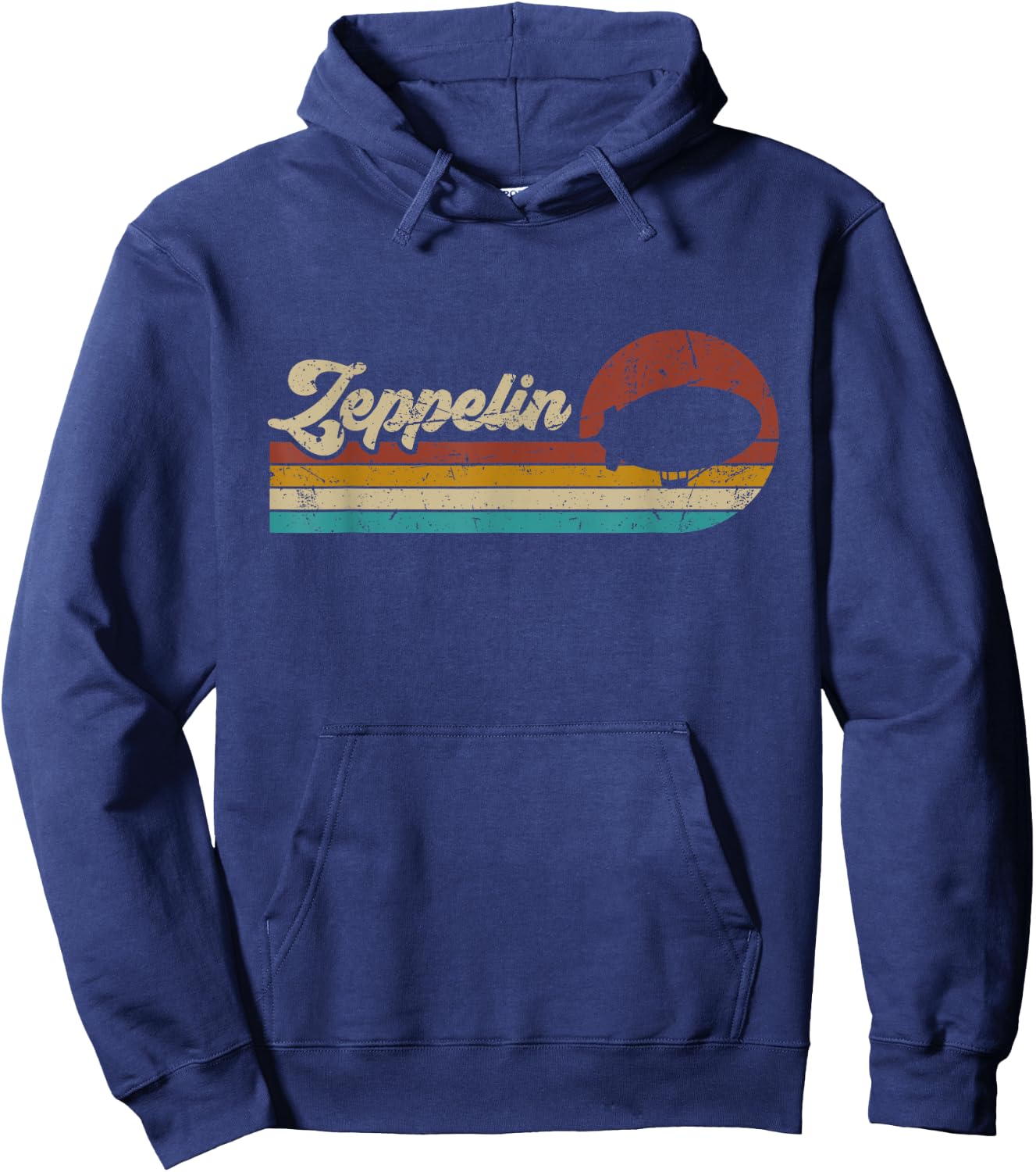 Vintage Zeppelin Retro Sunset Funny Dirigible Airship Hoodie - Hoodie | Navy