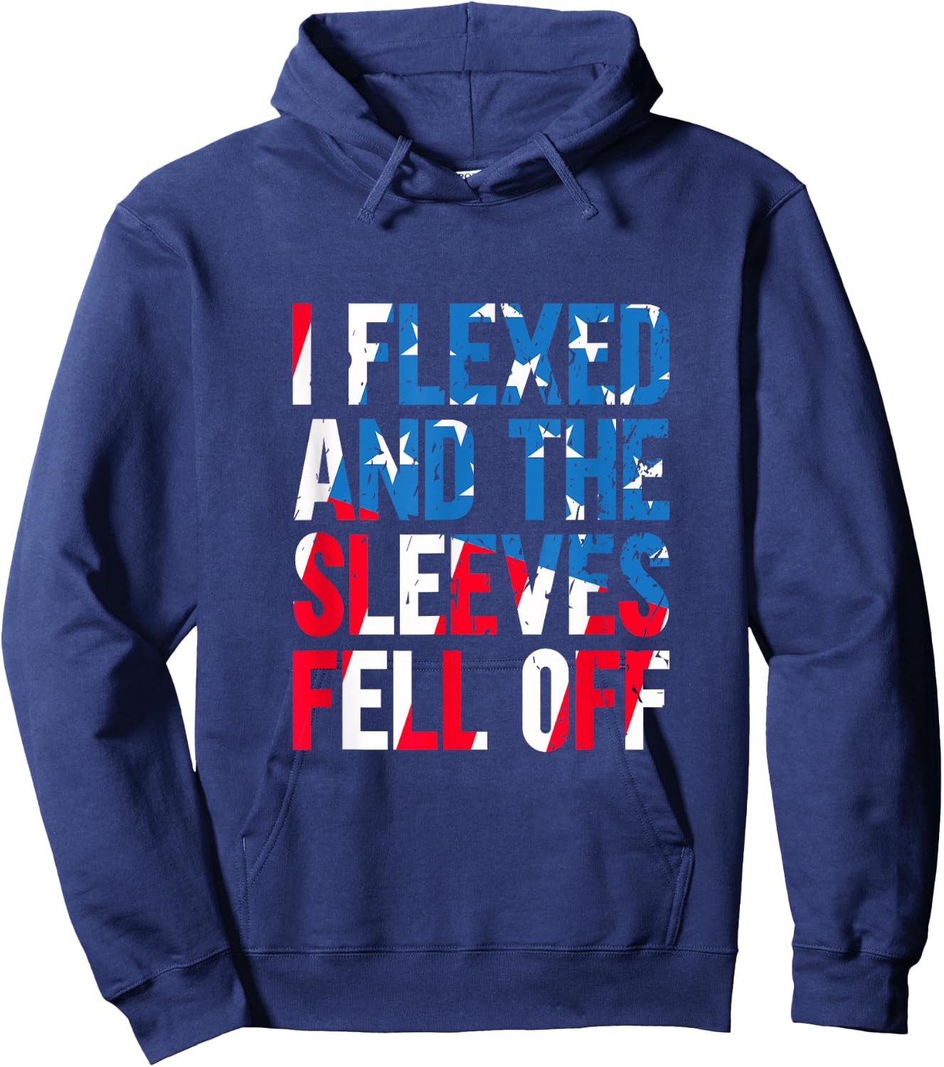 I Flexed And The Sleeves Fell Off American Flag USA Gym Kids Men Hoodie - Hoodie | Navy