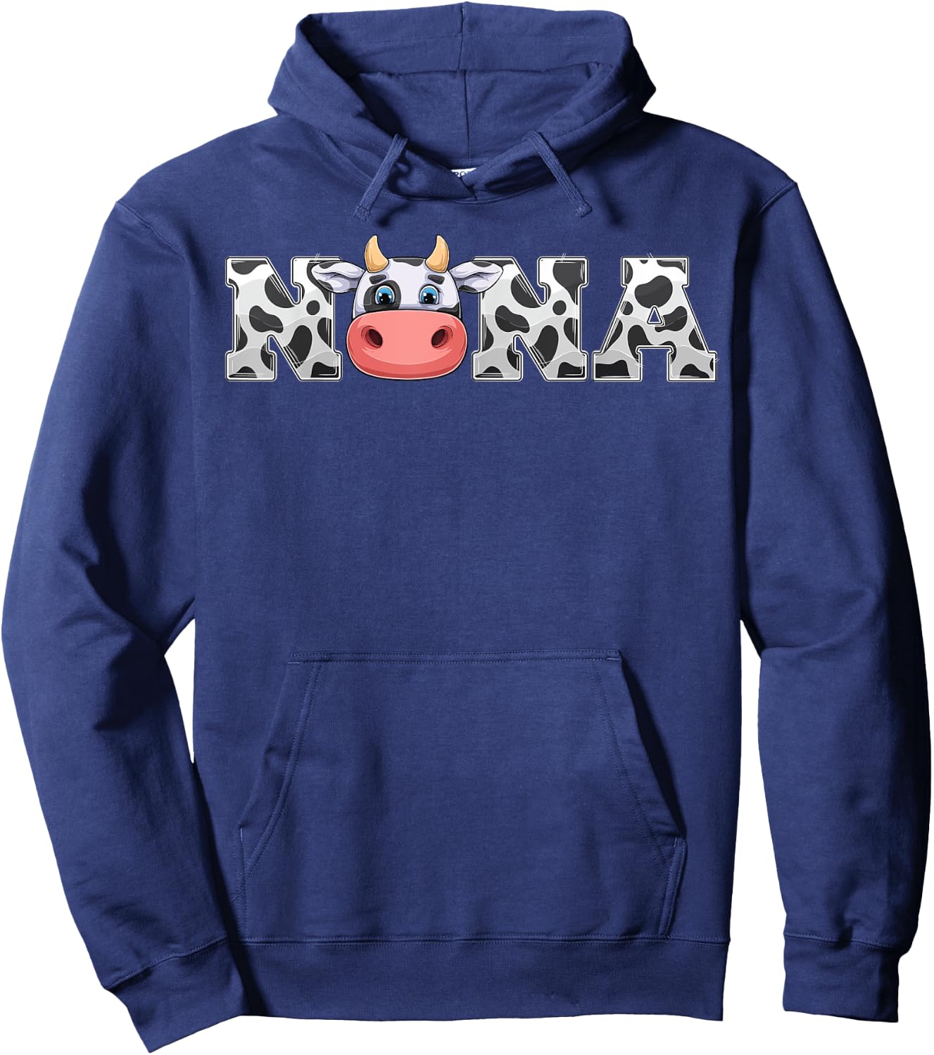 Nana Cow Print Cowboy Animal Pattern Farmer Cow Nana Hoodie - Hoodie | Navy