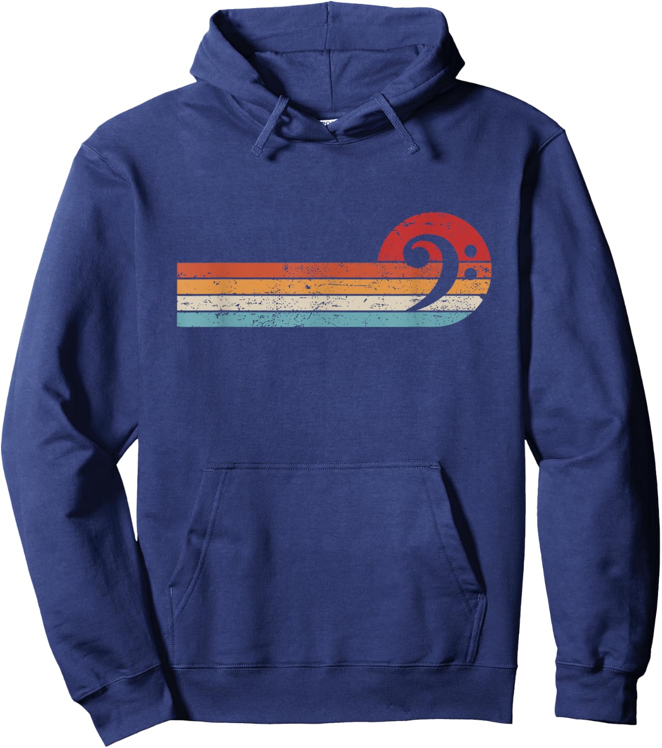 Bassist Bass Guitar Musician Retro Bass Clef Hoodie - Hoodie | Navy