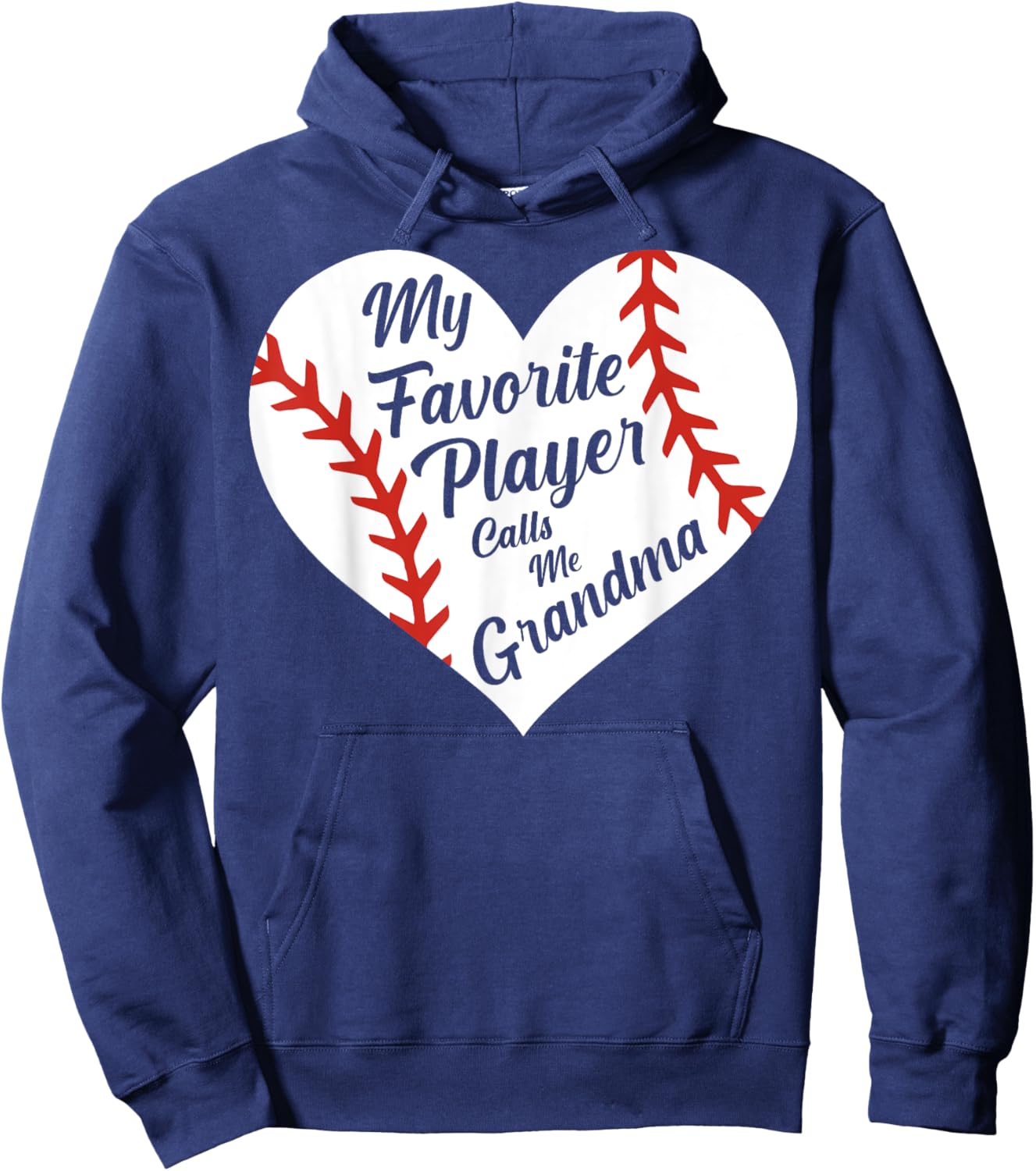 My Favorite Player Calls Me Grandma Baseball Heart Women's Hoodie - Hoodie | Navy