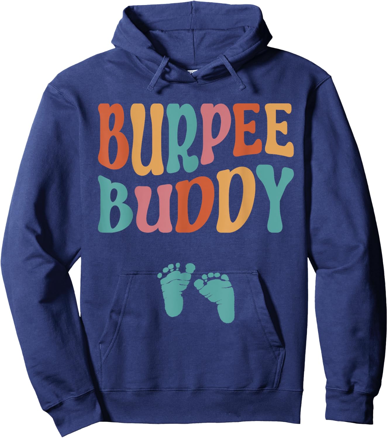 Funny Pregnancy Workout Retro Pregnant Mom Burpee Buddy Hoodie - Hoodie | Navy