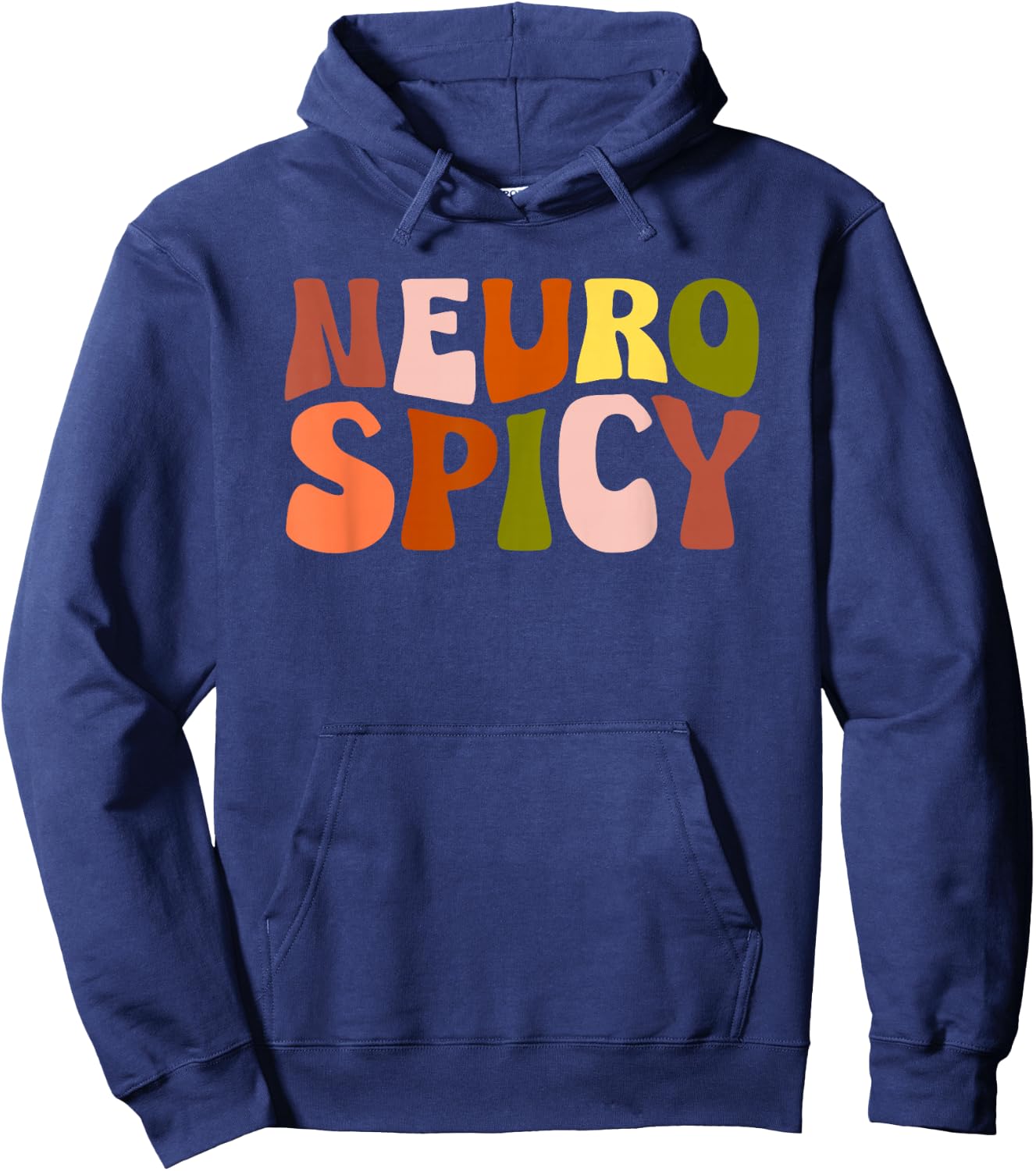 Neurospicy Neurodiversity ADHD Autism Awareness Groovy Retro Hoodie - Hoodie | Navy
