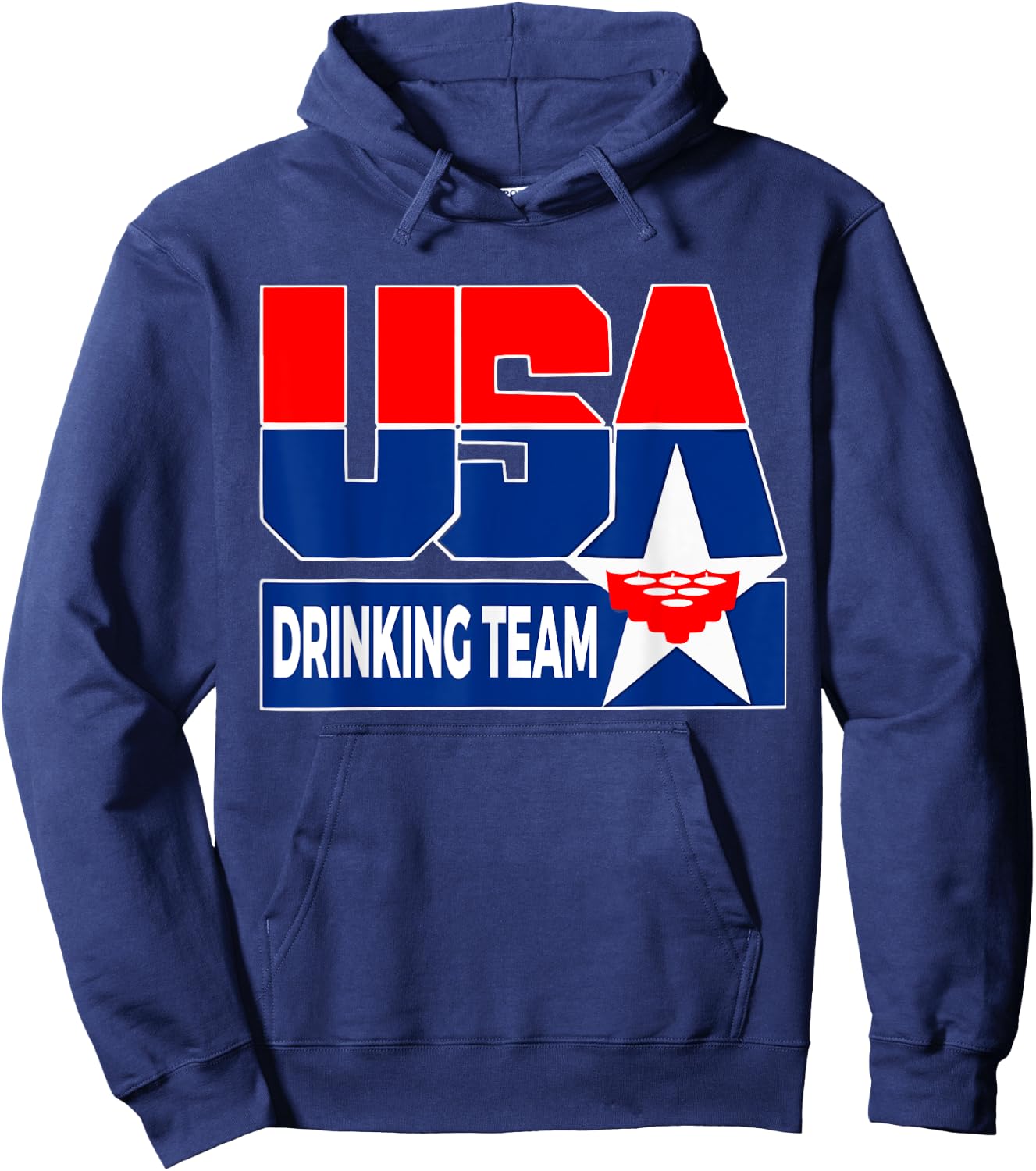 USA Drinking Team American Flag Patriotic Beer Frat Boy Pun Hoodie - Hoodie | Navy