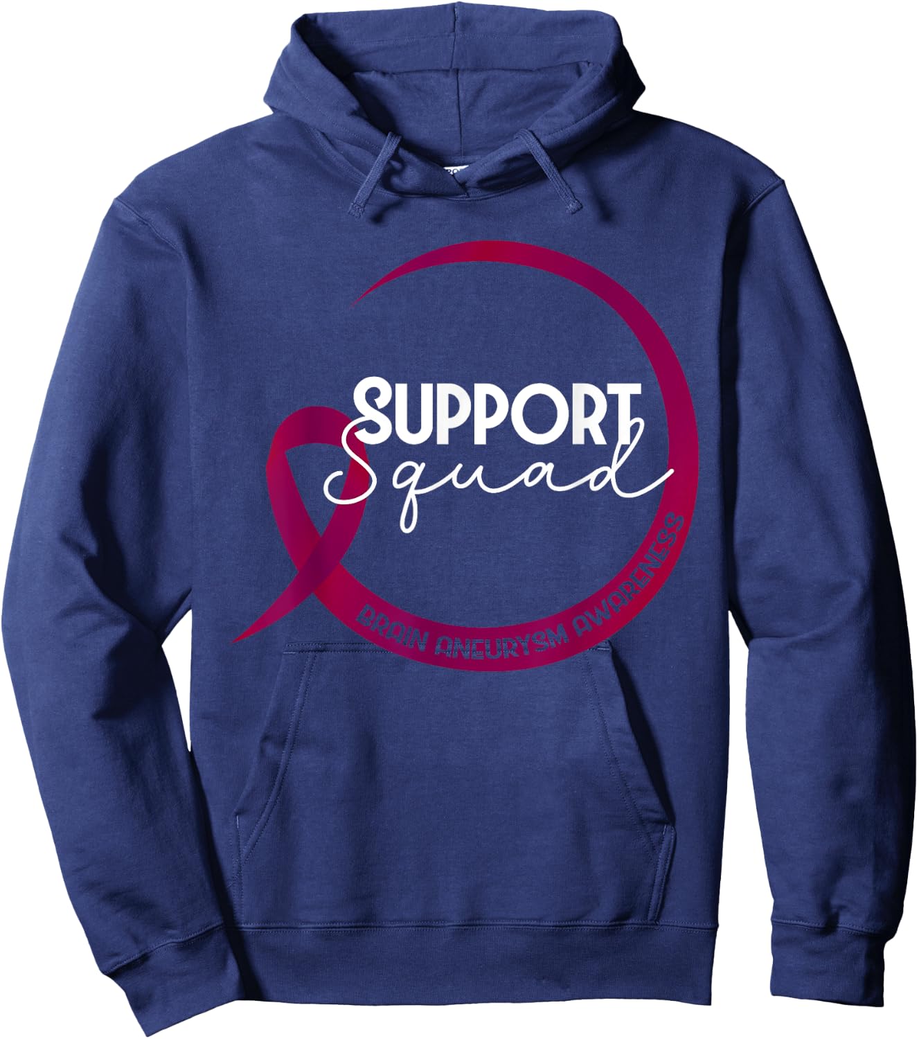 Brain Aneurysm Awareness Burgundy Ribbon Support Squad Hoodie - Hoodie | Navy