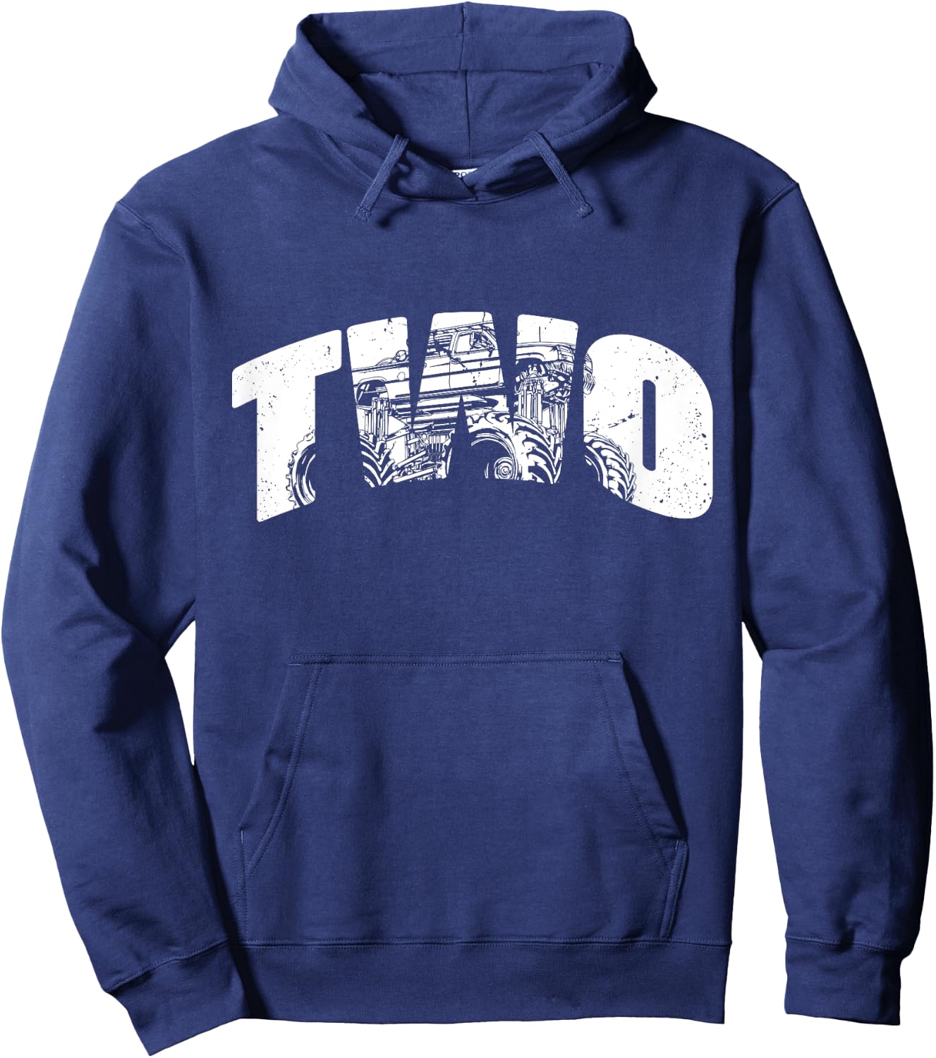 Kids 2 Year Old Shirt 2nd Birthday Monster Truck Boys Girls Kid Hoodie - Hoodie | Navy
