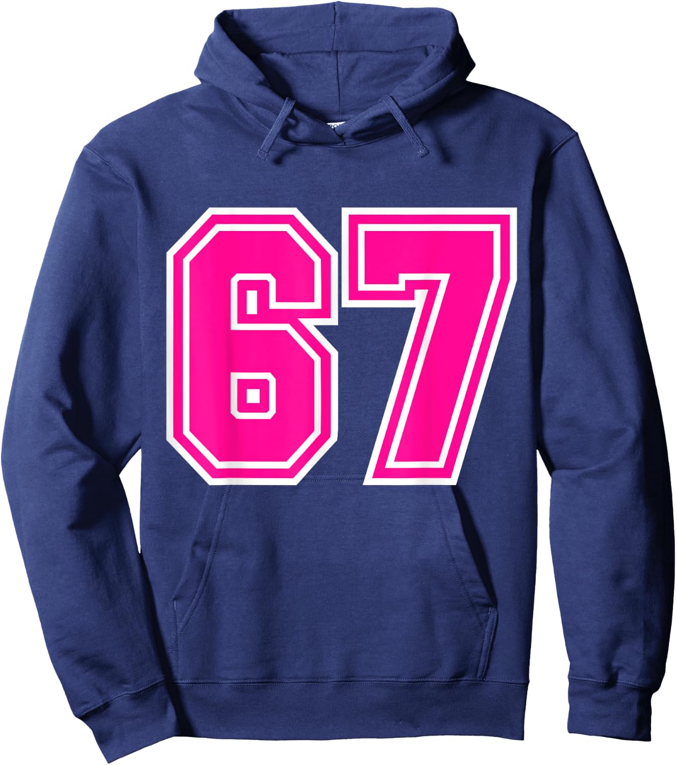 Number #67 Varsity Pink Favorite Number Hoodie - Hoodie | Navy