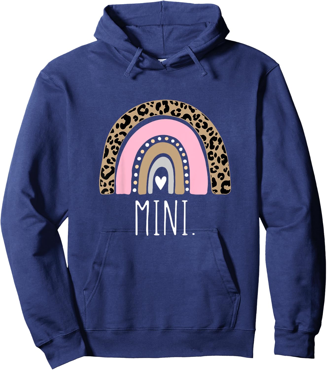 MINI Rainbow Leopard New Mom Blessed Mama & Mini Matching Hoodie - Hoodie | Navy