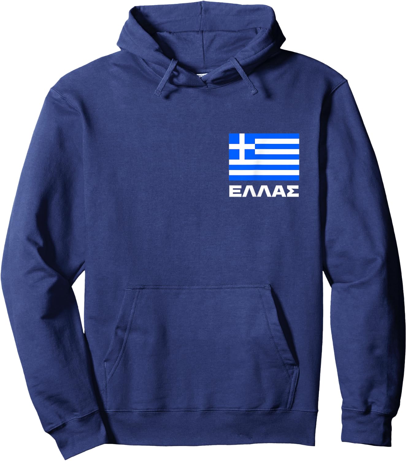 Greek Flag Ellas Hellas Greece Patriot Hellenic FRONT PRINT Hoodie - Hoodie | Navy