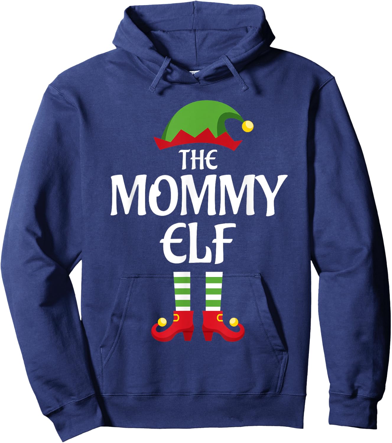 Mommy Elf Family Matching Group Christmas Mom Hoodie - Hoodie | Navy