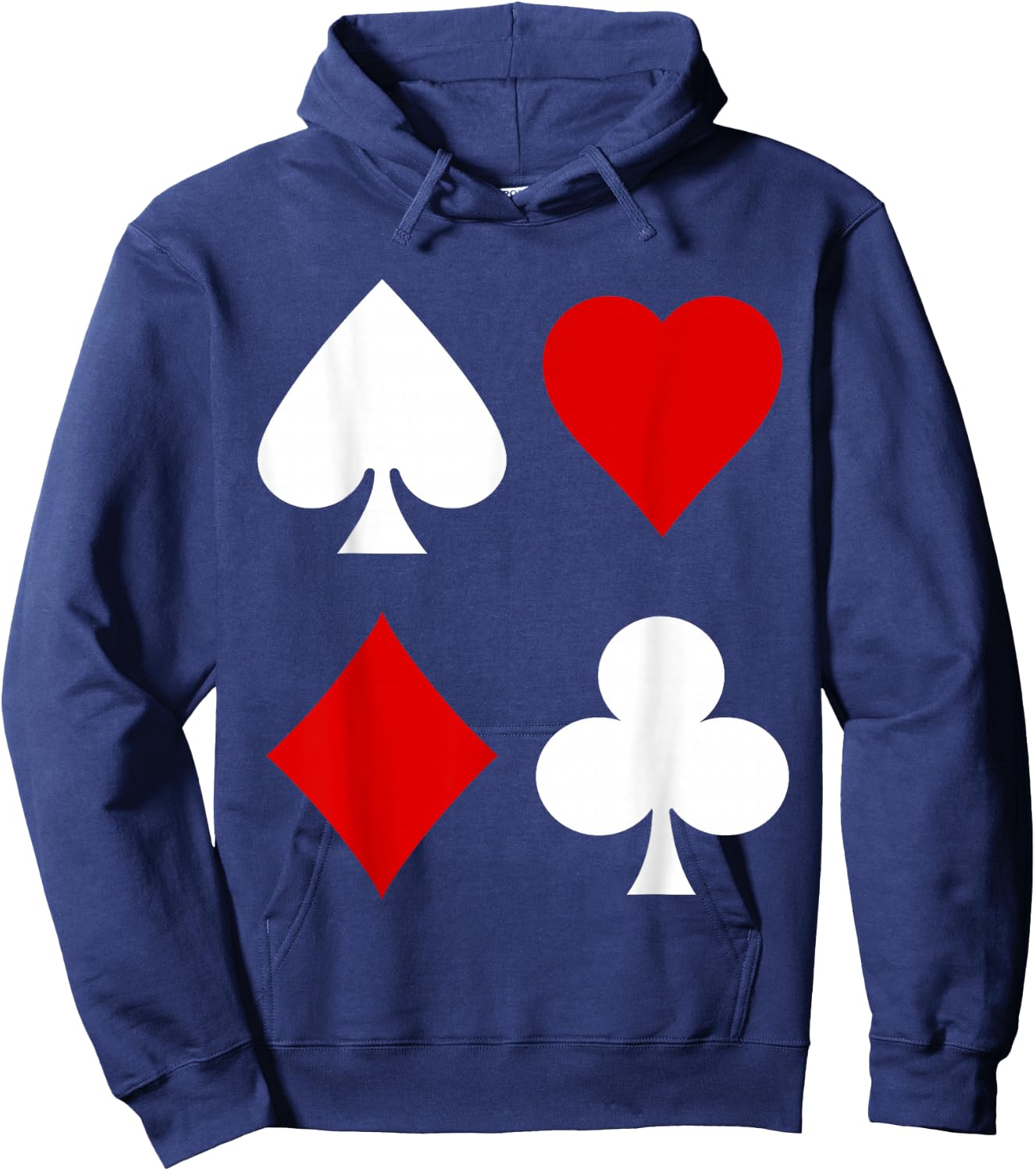 Playing Card Diamonds Spades Clubs Hearts Symbol Poker Rummy Hoodie - Hoodie | Navy