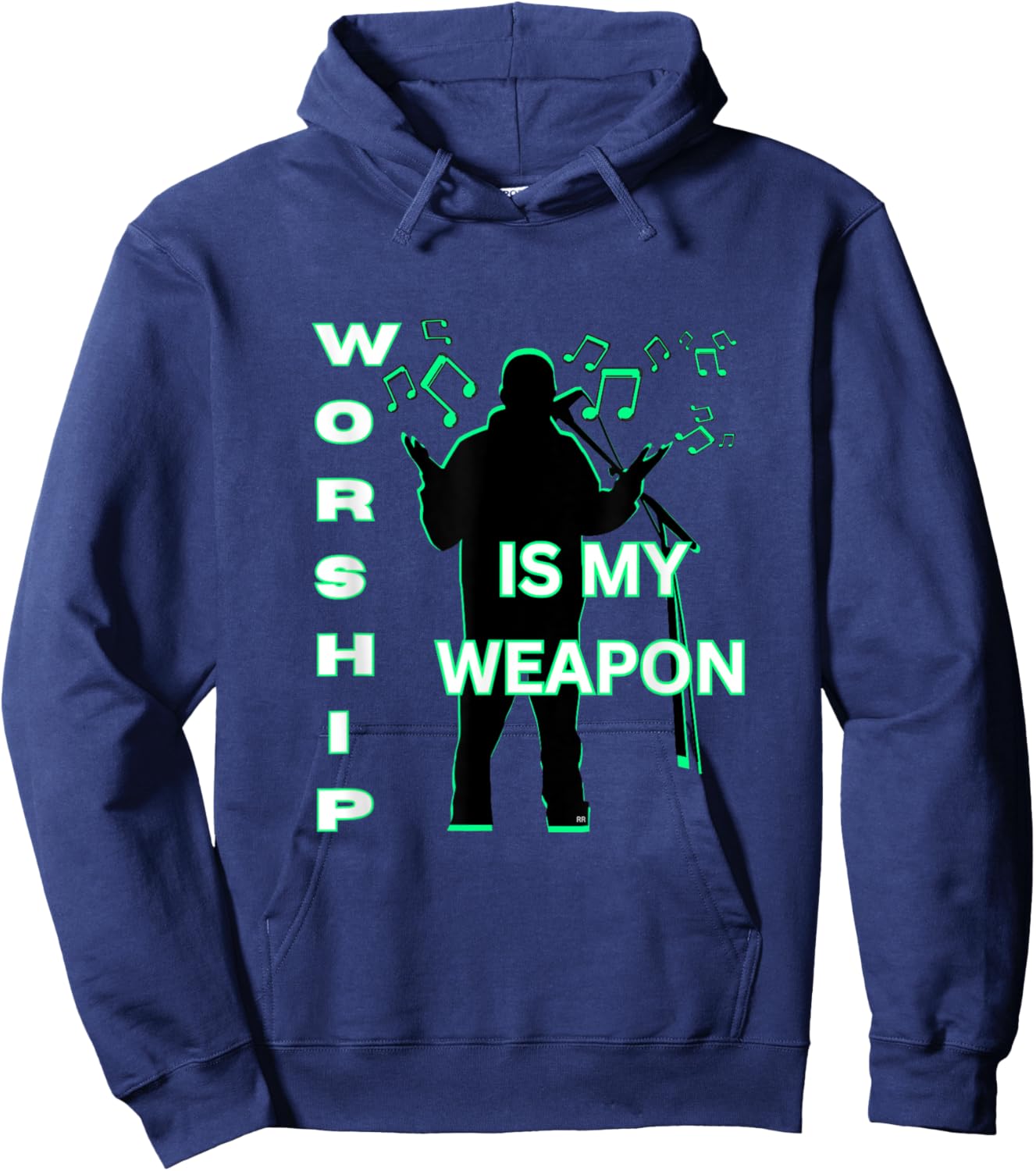 Guy Singing WORSHIP IS MY WEAPON Worship Leader Gift Hoodie - Hoodie | Navy