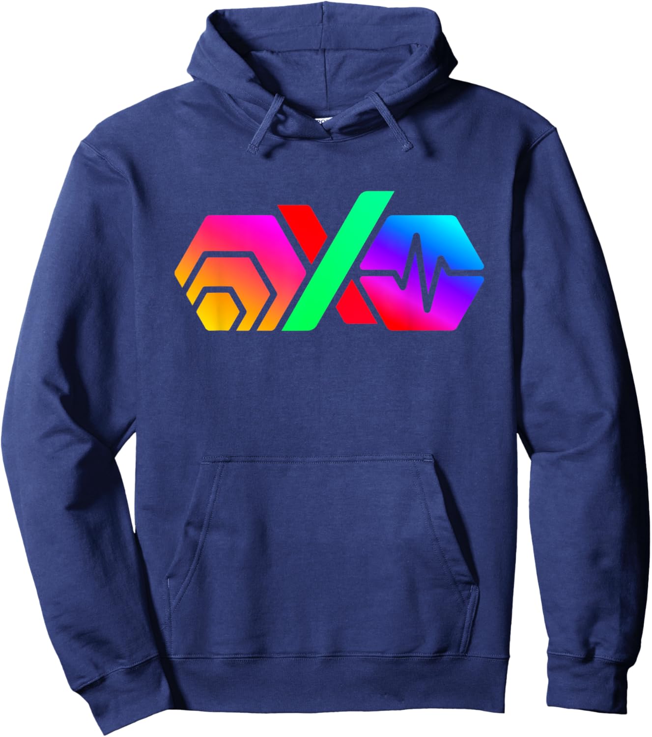 Hex PulseX PulseChain Crypto Logo PLS PLSX In Color Hoodie - Hoodie | Navy
