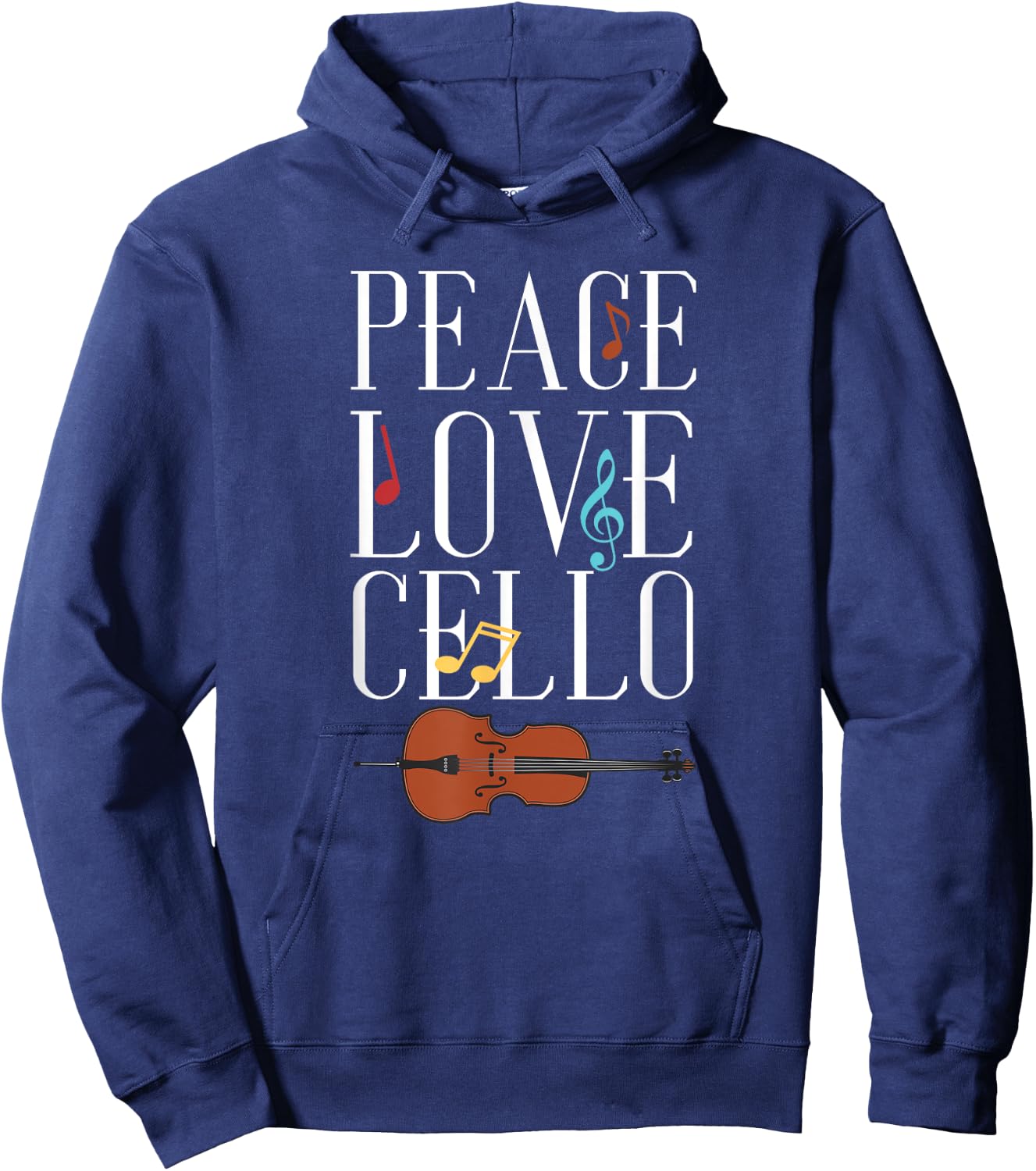 Peace Love Cello | Classical Music | Musician Cellist Hoodie - Hoodie | Navy