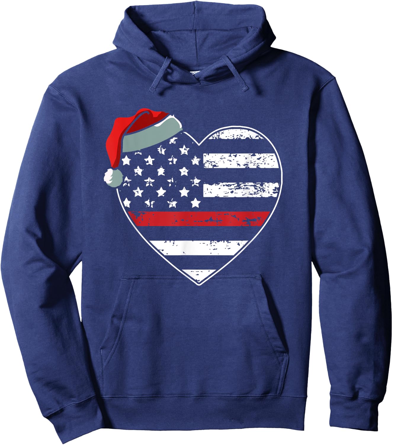 American Flag Firefighter Christmas Pajama X-mas Fireman Hoodie - Hoodie | Navy