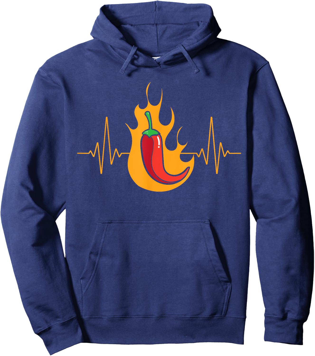 Chili Heartbeat Pepper Hot Spicy Food Hoodie - Hoodie | Navy