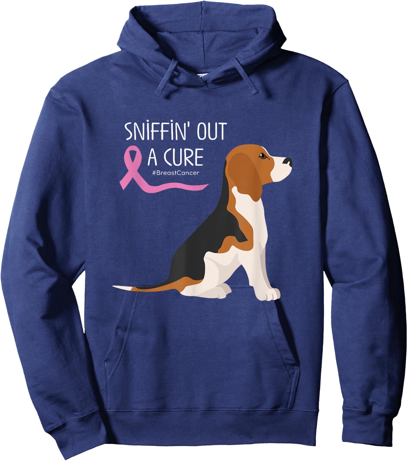 Beagle Dog Lover Breast Cancer Awareness Men Women Hoodie - Hoodie | Navy