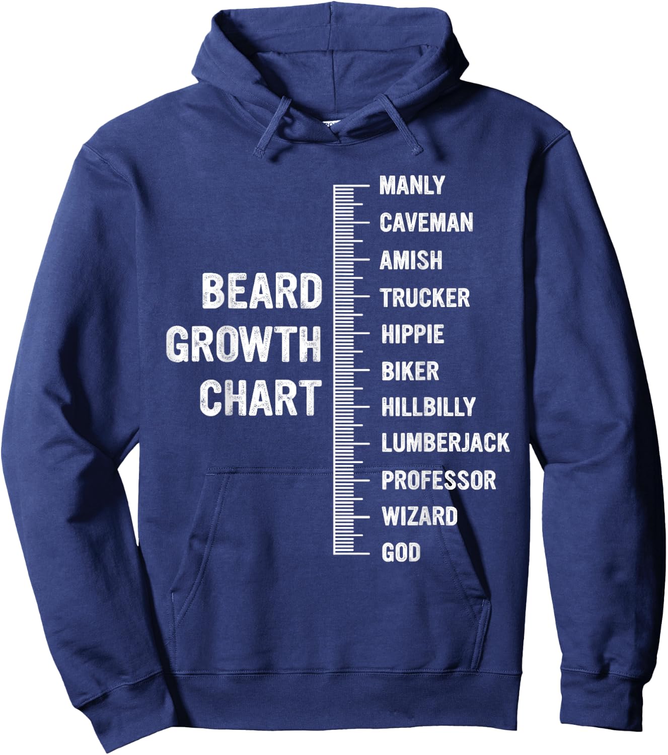 Beard Growth Chart Manly Funny Beard Measurement Hoodie - Hoodie | Navy