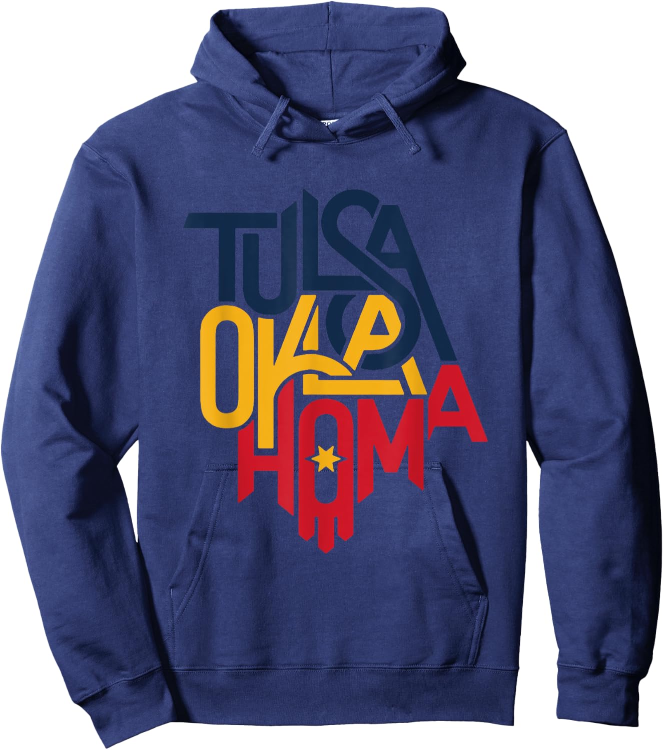 Colorful Tulsa Oklahoma Letters In Tulsa City Map Shape Hoodie - Hoodie | Navy