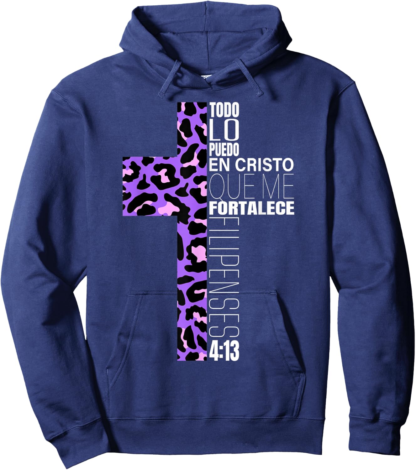Leopard Print Filipenses 4:13 Spanish Gifts Women Teen Girls Hoodie - Hoodie | Navy