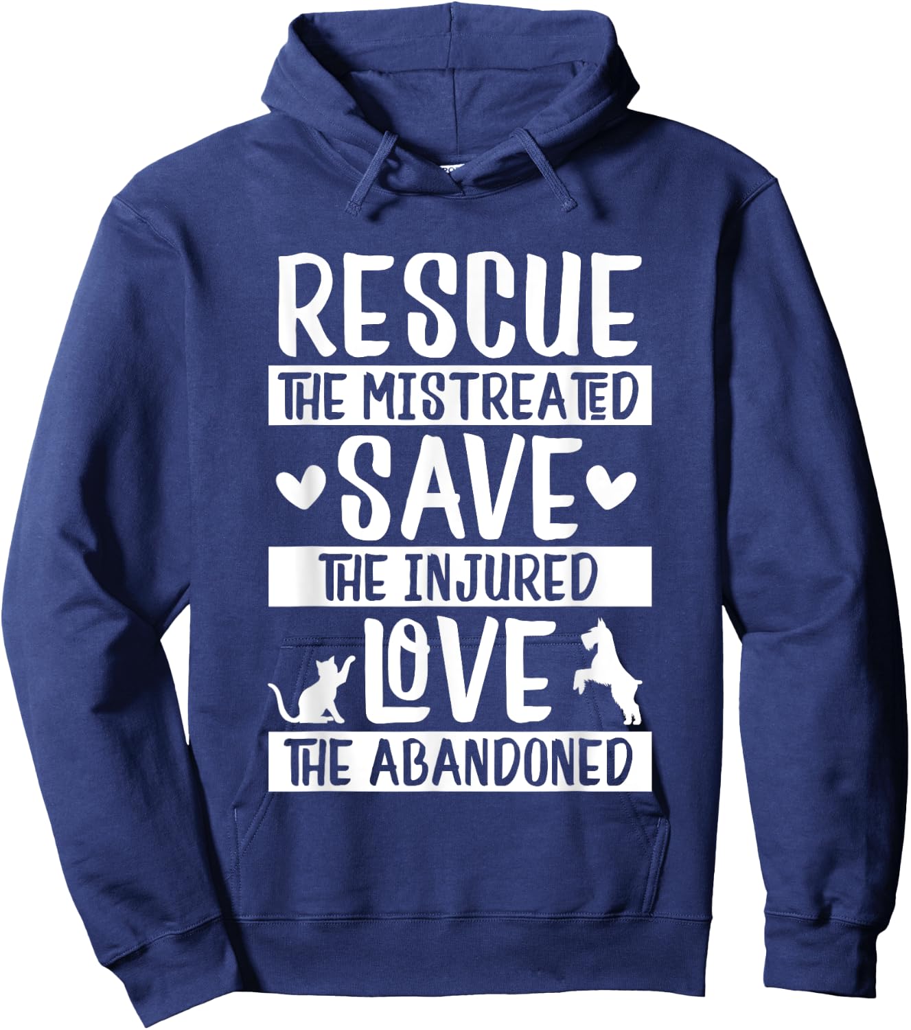 Rescue Save Love Pet Animal Rescue Gifts for Dog & Cat Lover Men Women Kids Hoodie - Hoodie | Navy