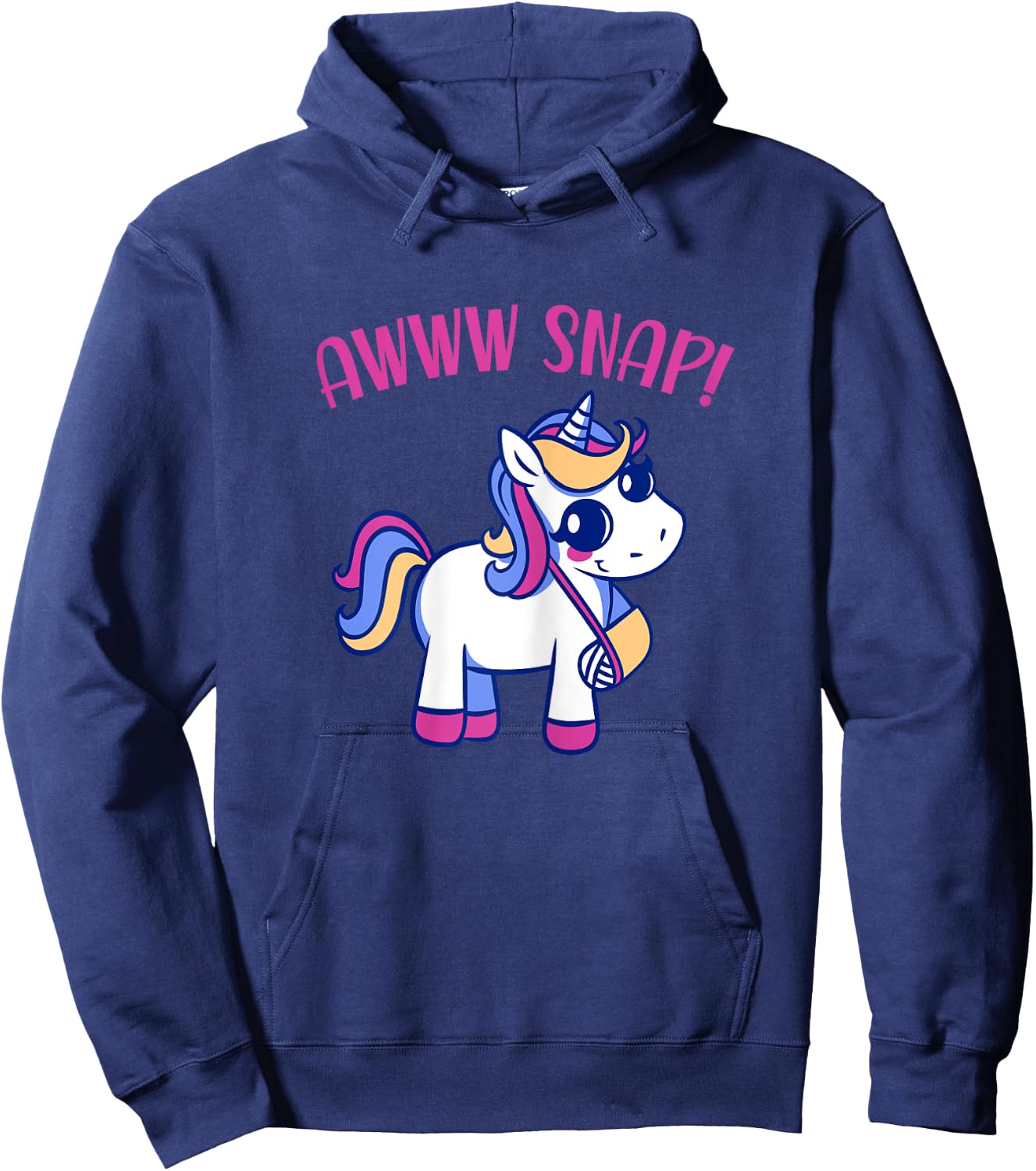 Unicorn Broken Arm Awww Snap for Girls Hoodie - Hoodie | Navy