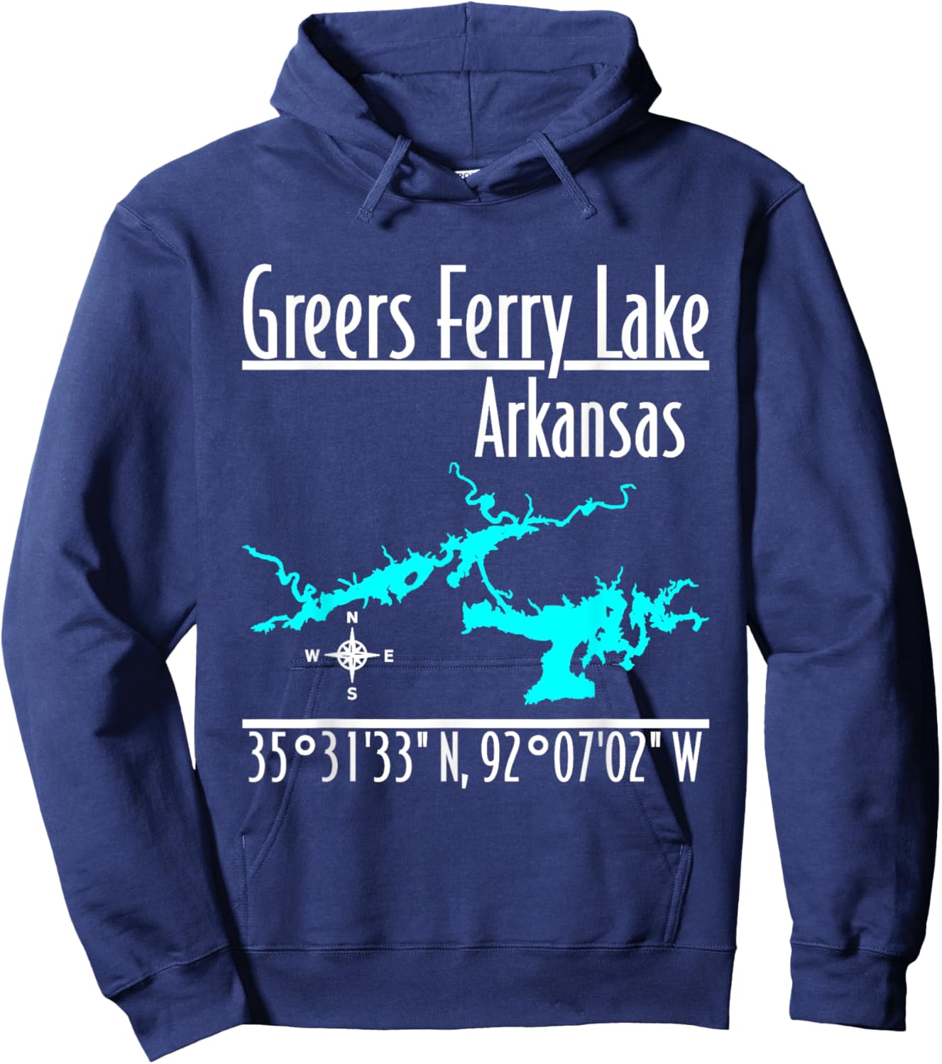 Modern Greers Ferry Lake, Arkansas Hoodie - Hoodie | Navy