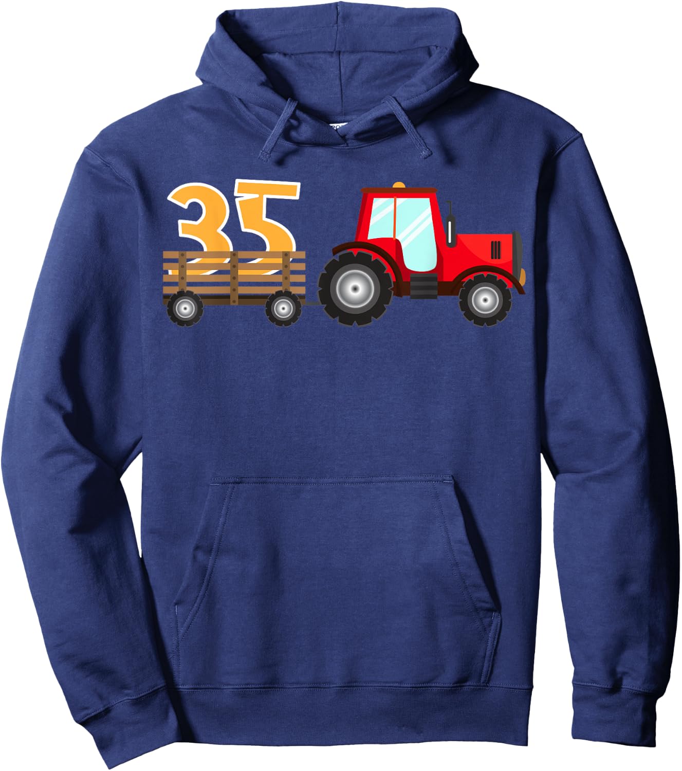 35th Birthday Construction Party Farm Tractor 35 Year Old Hoodie - Hoodie | Navy