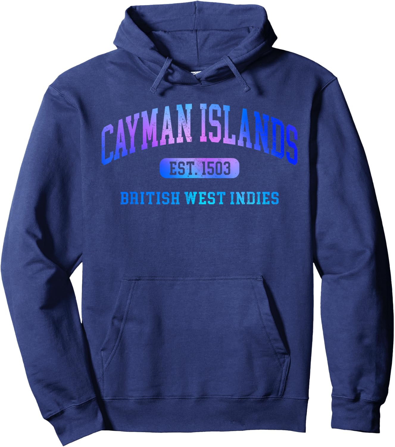 Retro Grand Cayman Islands Colorful Arch Text Souvenir Women Hoodie - Hoodie | Navy