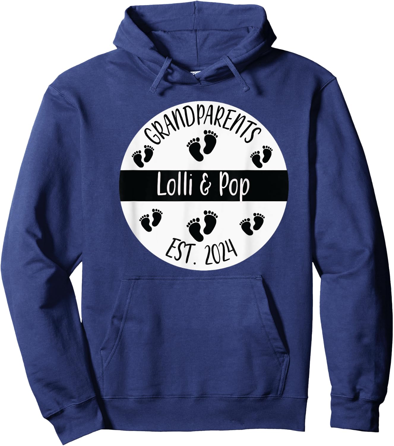 Lolli & Pop Established 2024 Grandparents Couples Matching T Hoodie - Hoodie | Navy