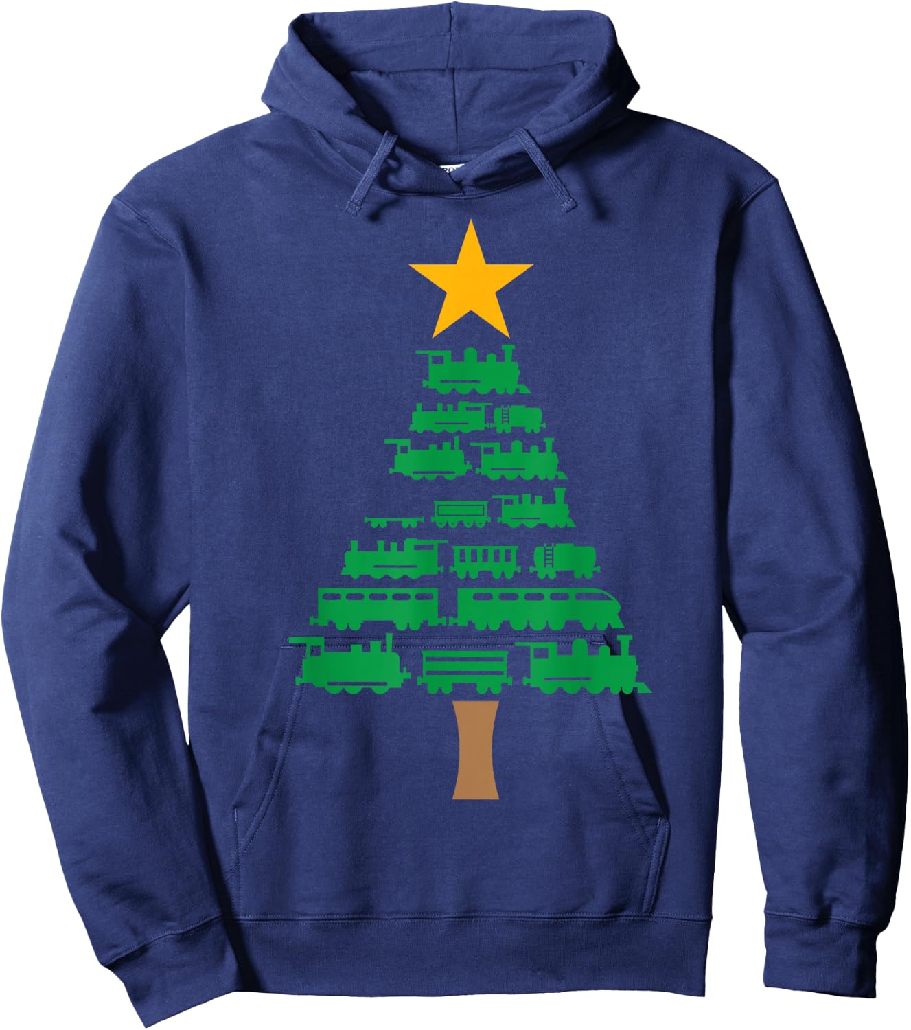 Xmas Boys Kids Christmas Tree Out Of Trains Christmas Hoodie - Hoodie | Navy