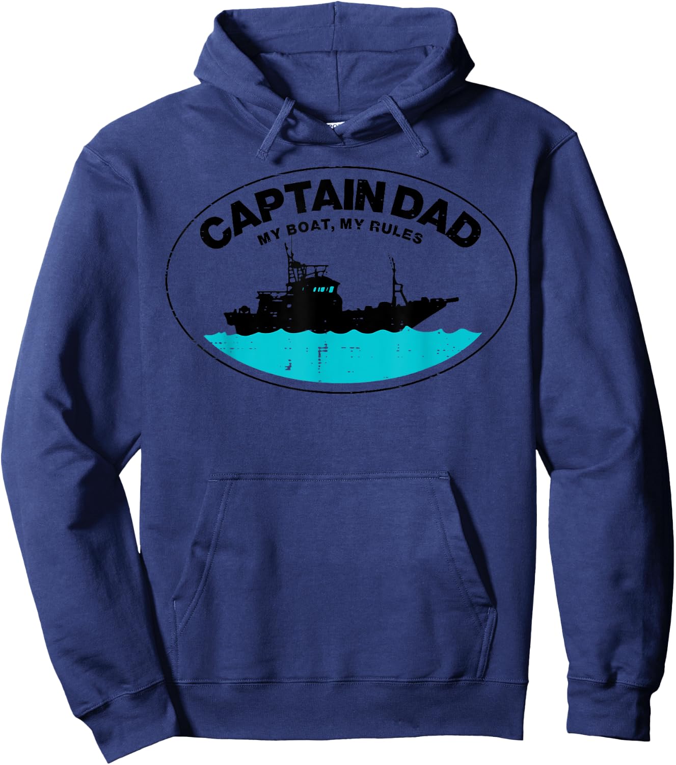 Captain Dad My Boat Rules Funny Owner Boater Papa Daddy Men Hoodie - Hoodie | Navy