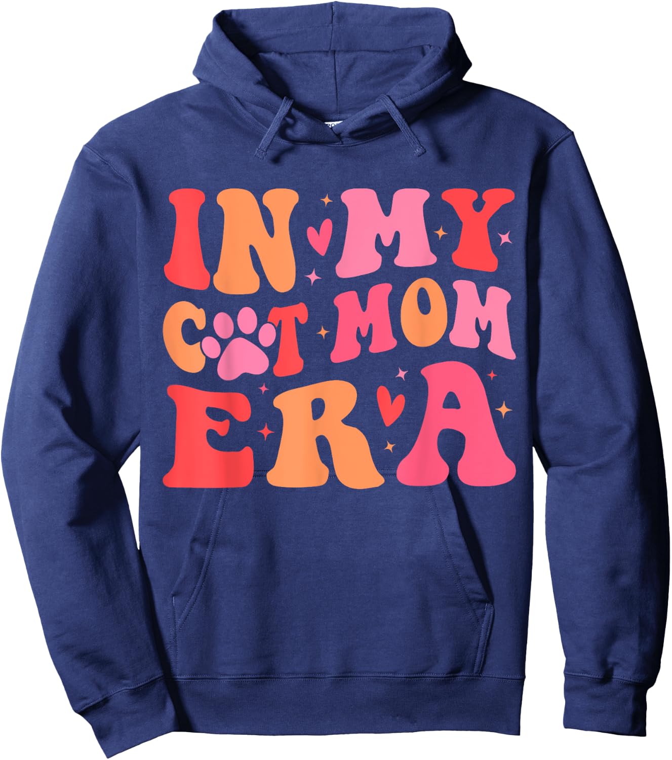 In My Cat Mom Era Groovy Cats Lover Cute Cat Mom Hoodie - Hoodie | Navy