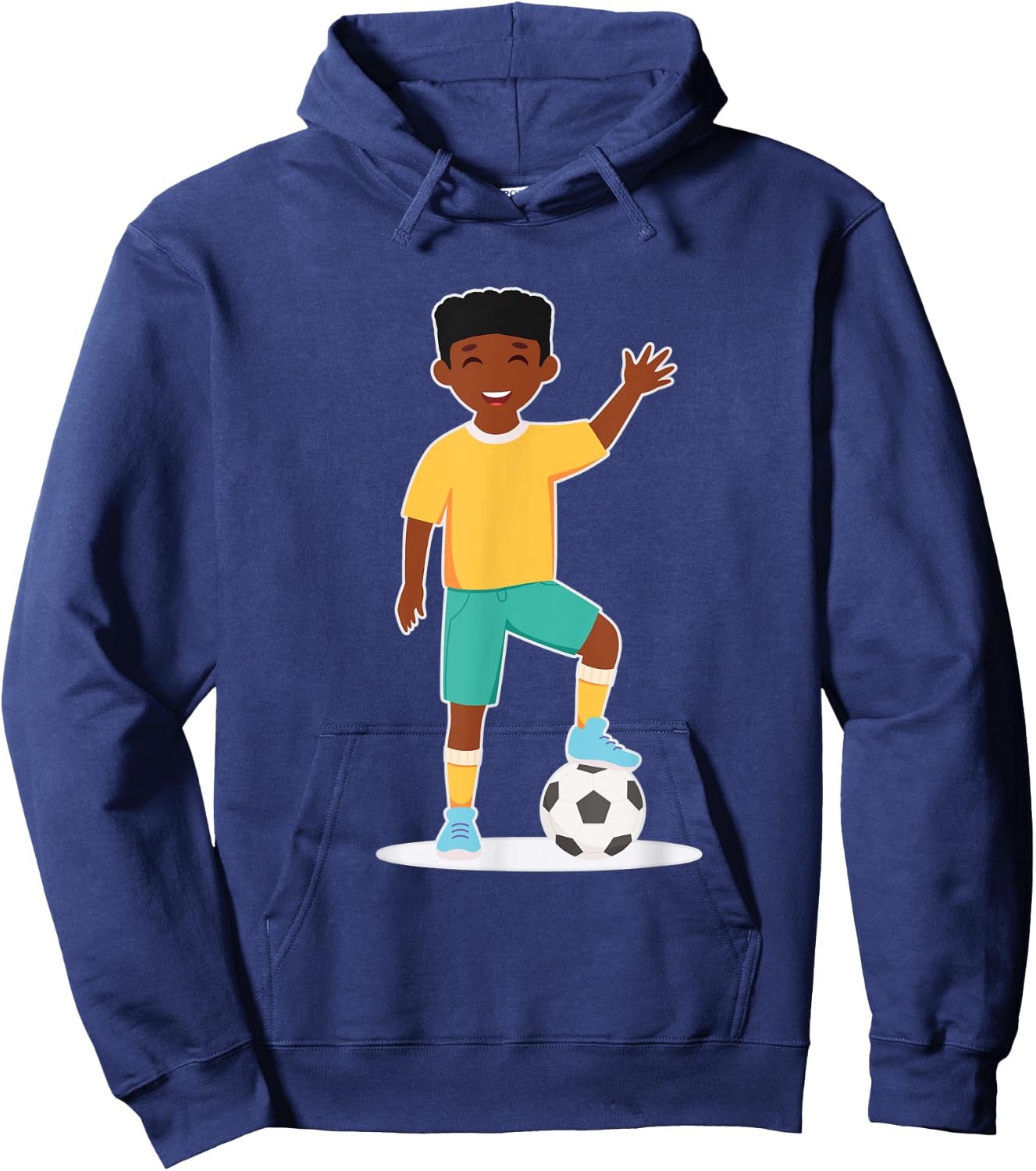 African American Boy / Kids Soccer Player Hoodie - Hoodie | Navy